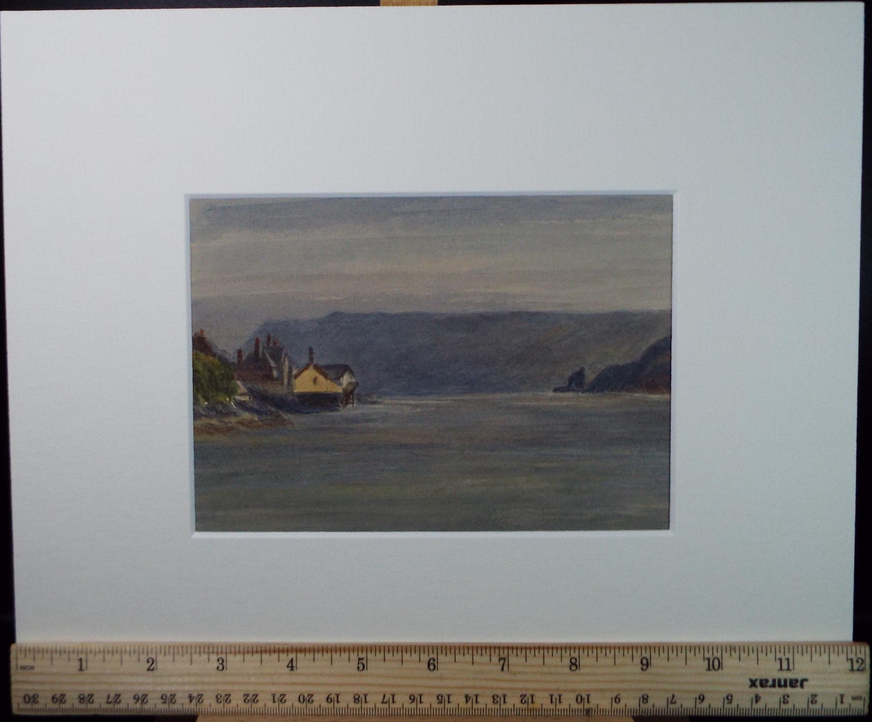 Original Watercolour on Paper, 'Coastal Houses', Circa 1890