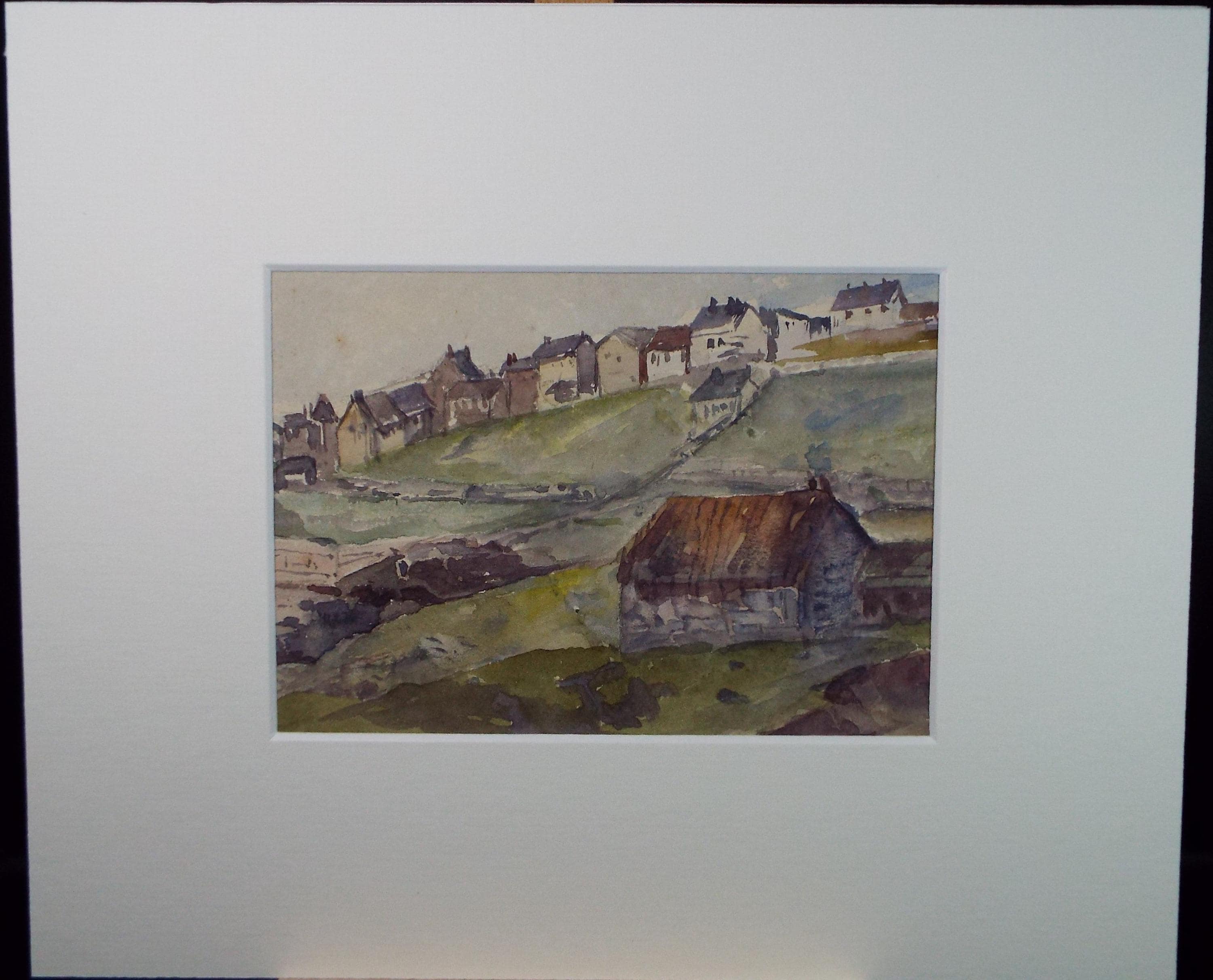 Original Watercolour on Paper, 'Hillside Village', Circa 1930's