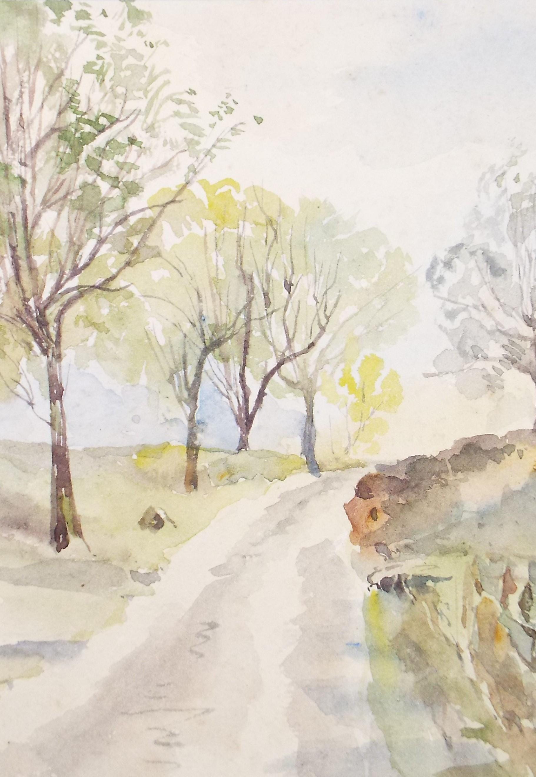 Original Watercolour on Paper, 'Track with trees', Circa 1920's