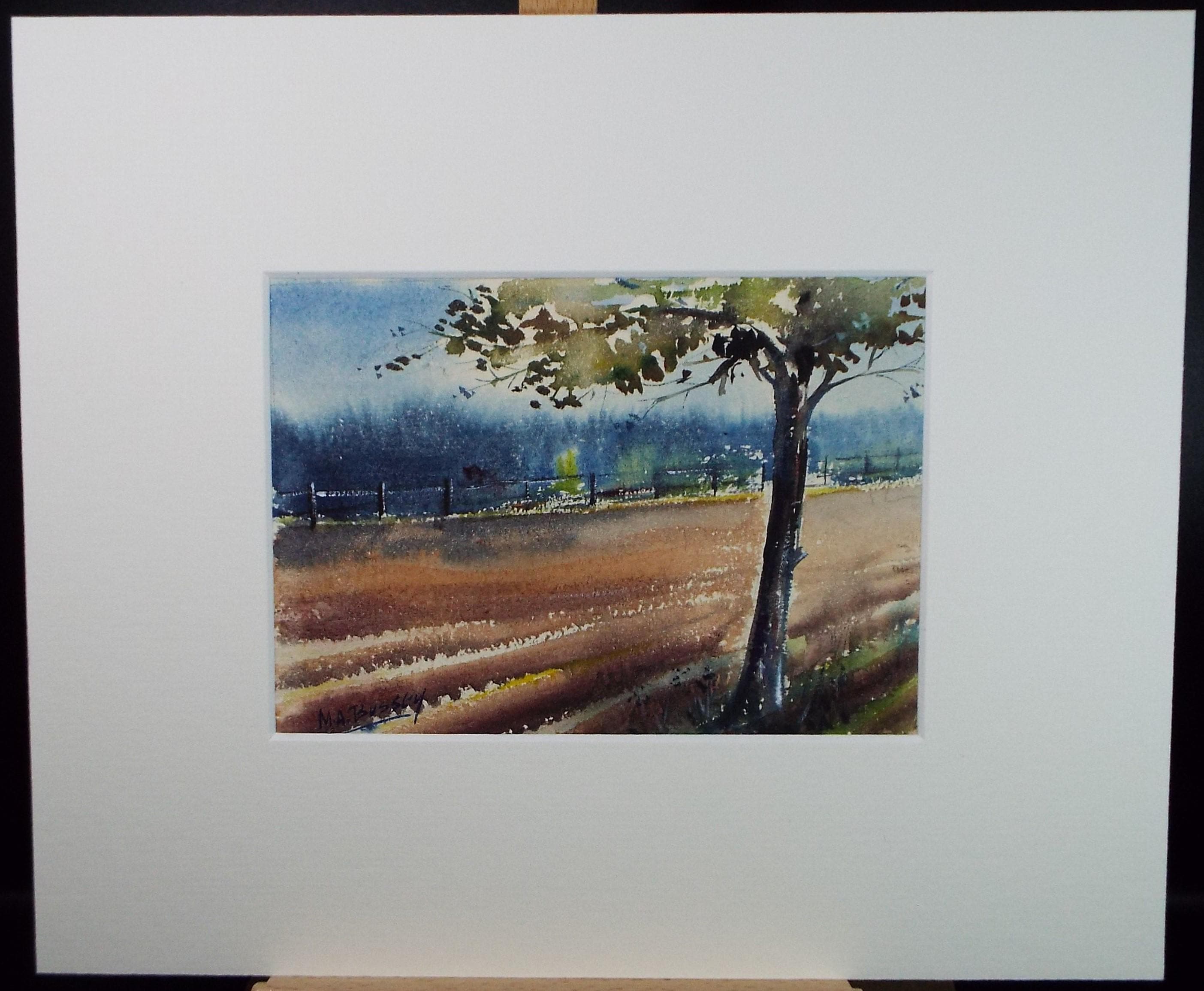 Original Watercolour, 'Ploughed Field', Michael A. Bussey, circa 1950s