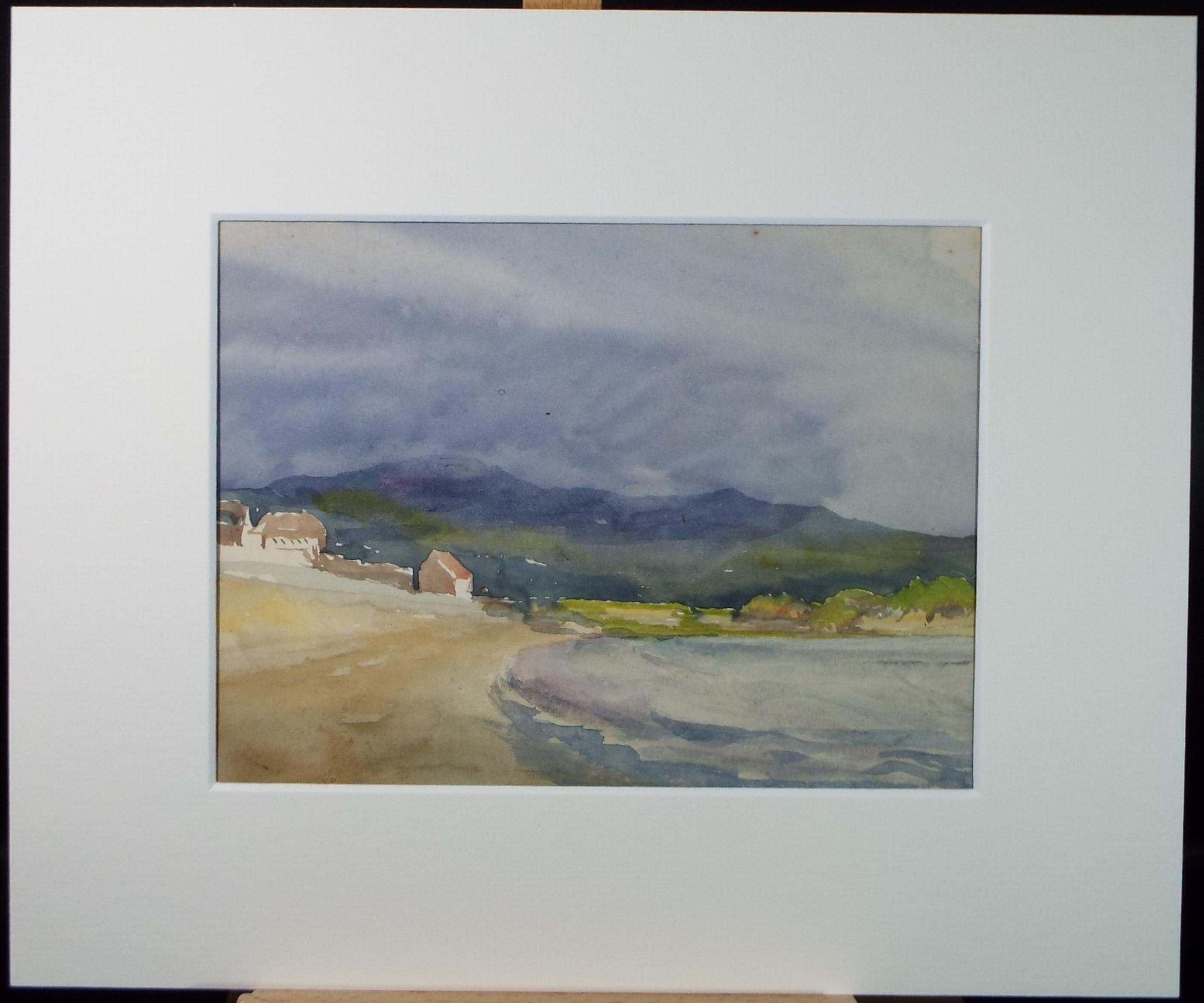 Original Watercolour, 'Coastal Village', Circa 1920's, Artist Unknown