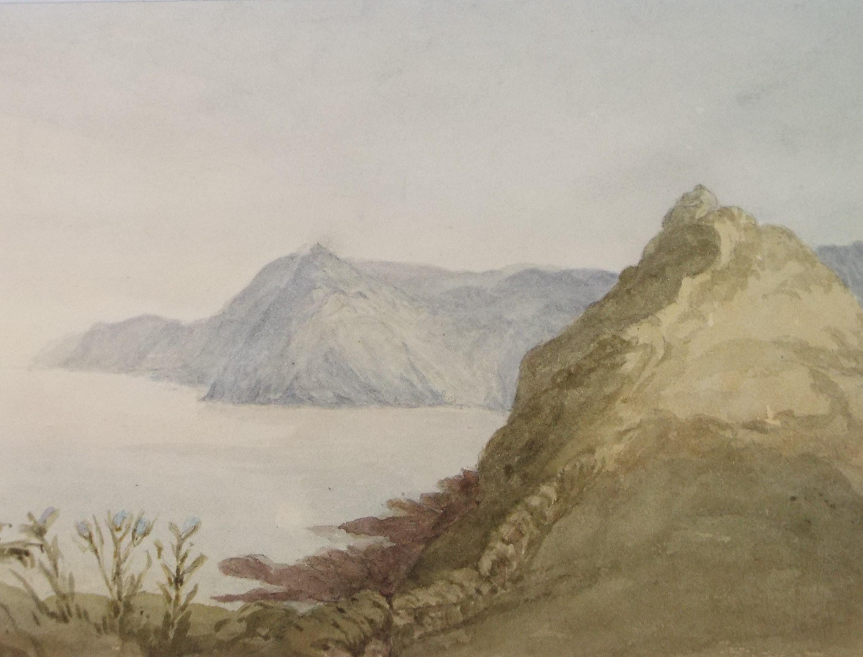Original Watercolour c1820's, 'Rocky Coast ' Unknown Artist - Marine Landscape - Coastal Cliffs