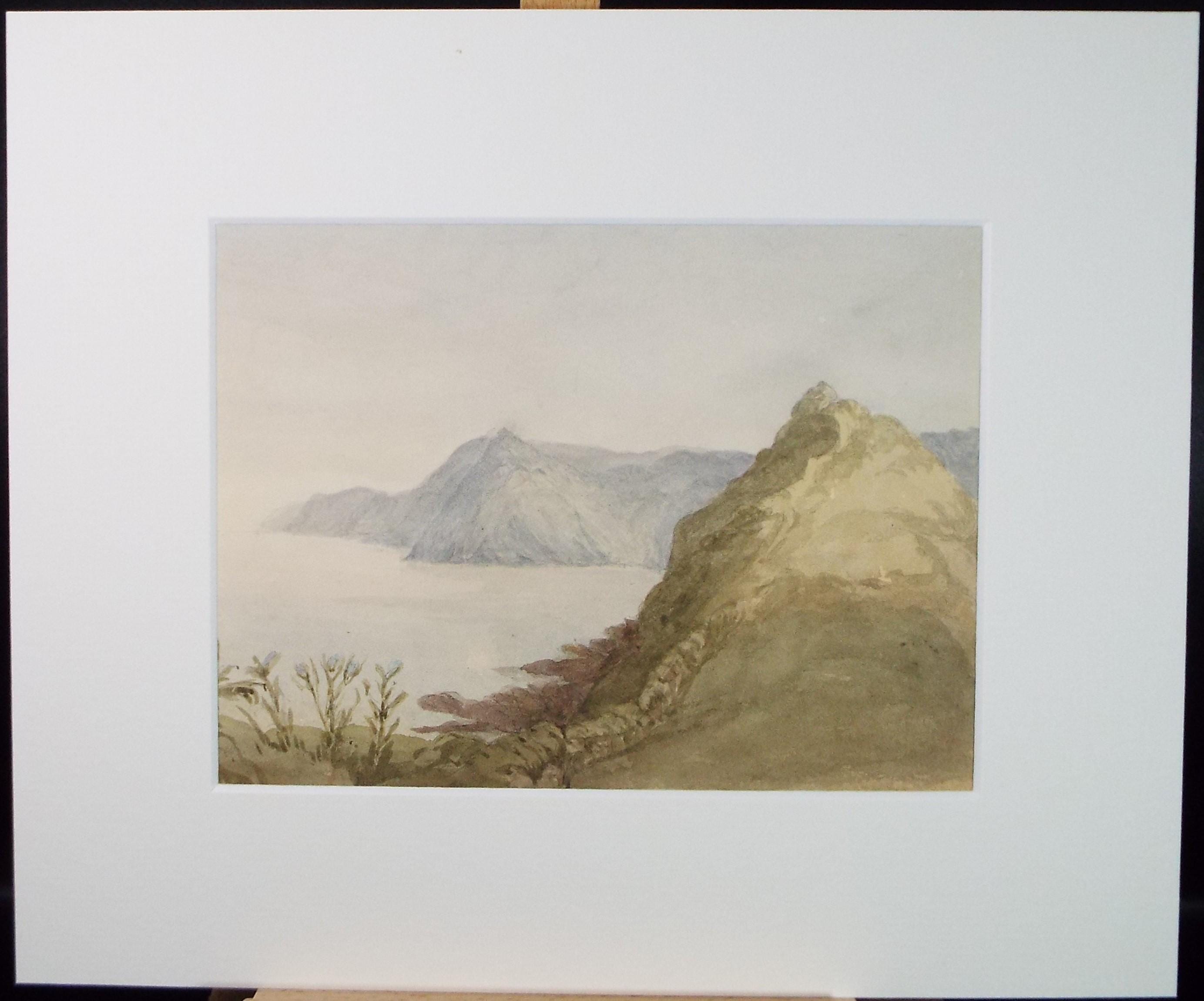 Original Watercolour c1820's, 'Rocky Coast ' Unknown Artist - Marine Landscape - Coastal Cliffs