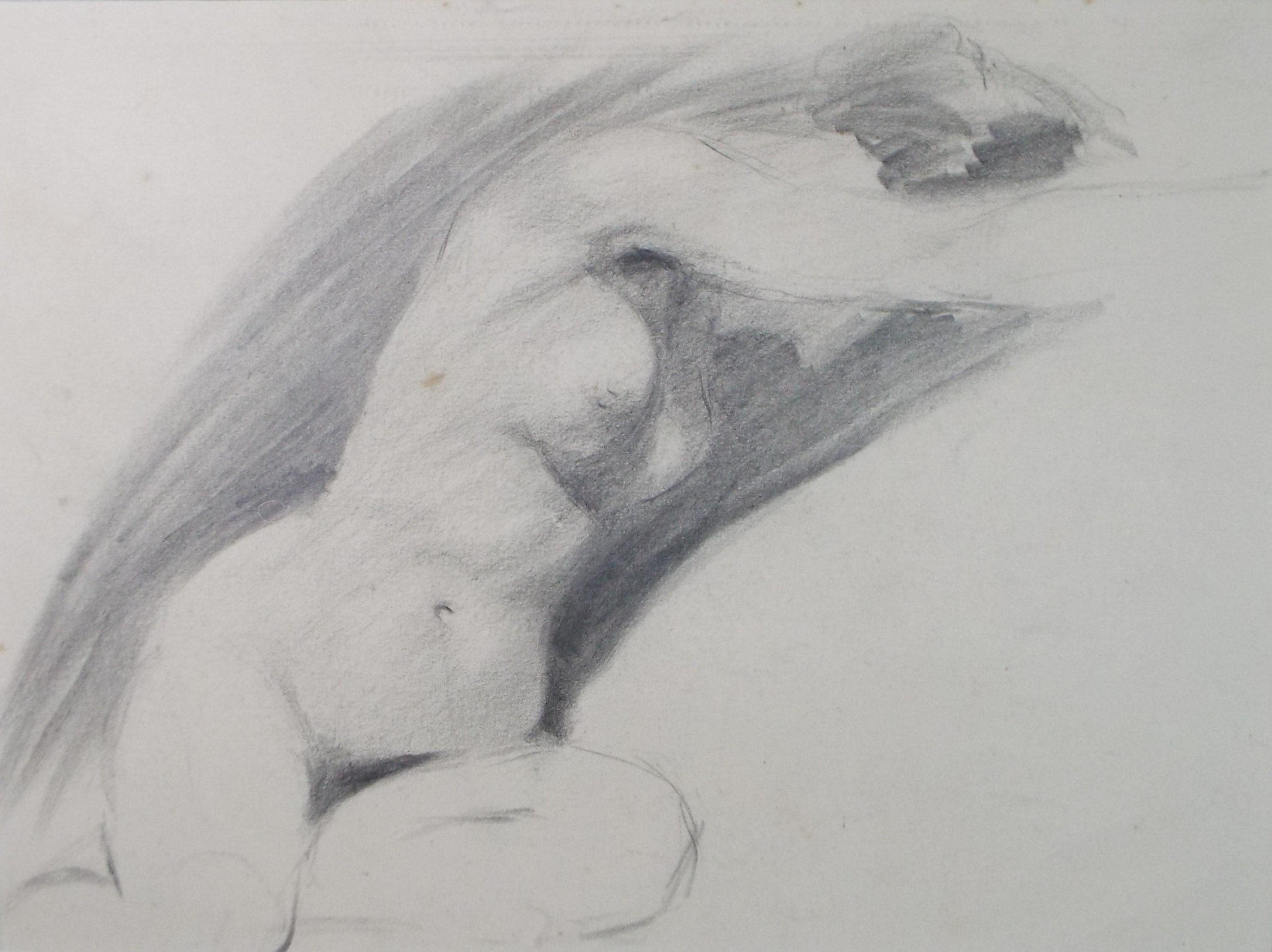 Original Pencil Drawing, 'Female Nude Life Study ', Dated 1901
