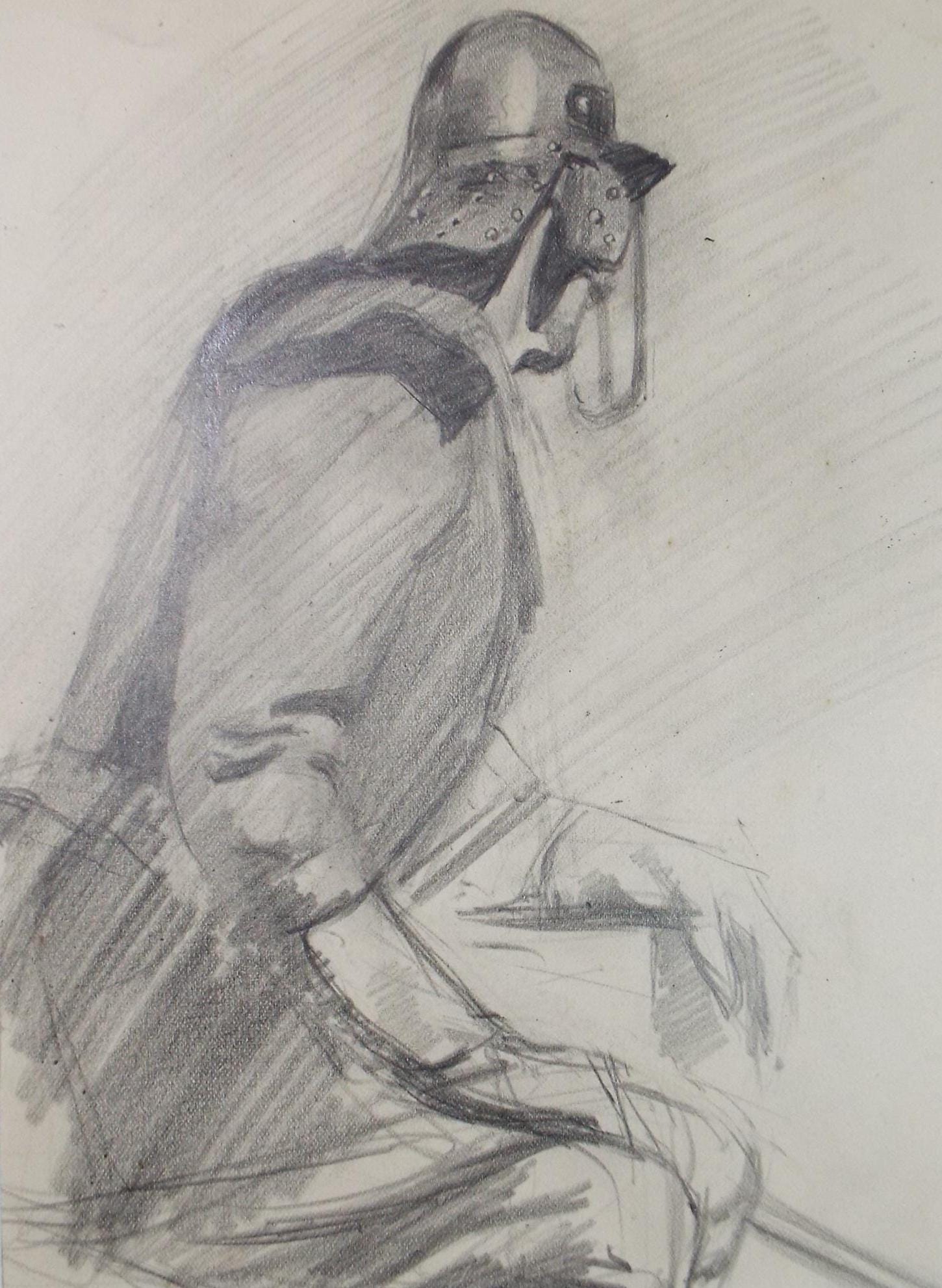 Original Pencil Drawing, 'Military Figure', Circa 1883, Artist Unknown