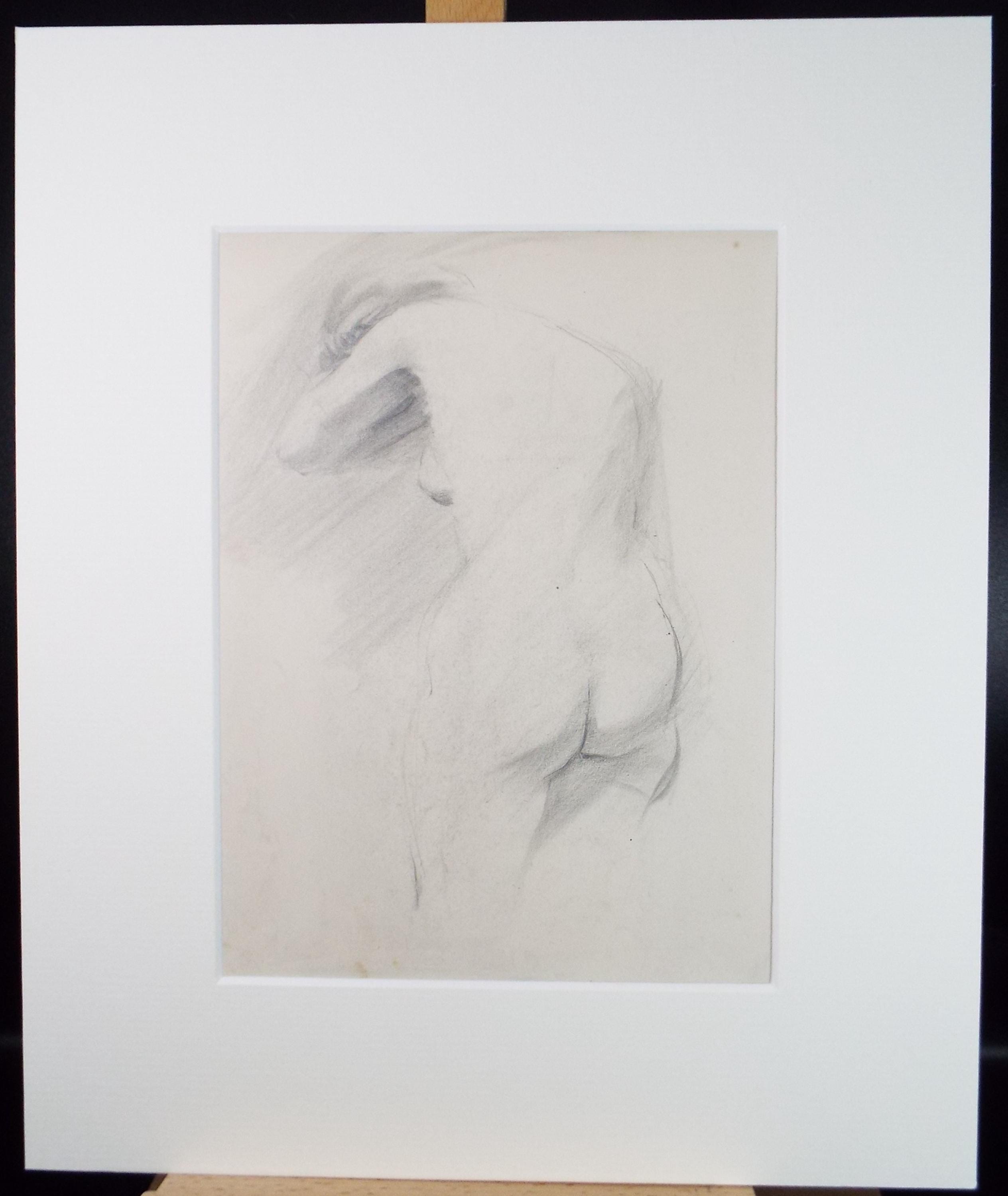 Original Pencil Drawing, 'Female Nude Life Study ', Dated 1904