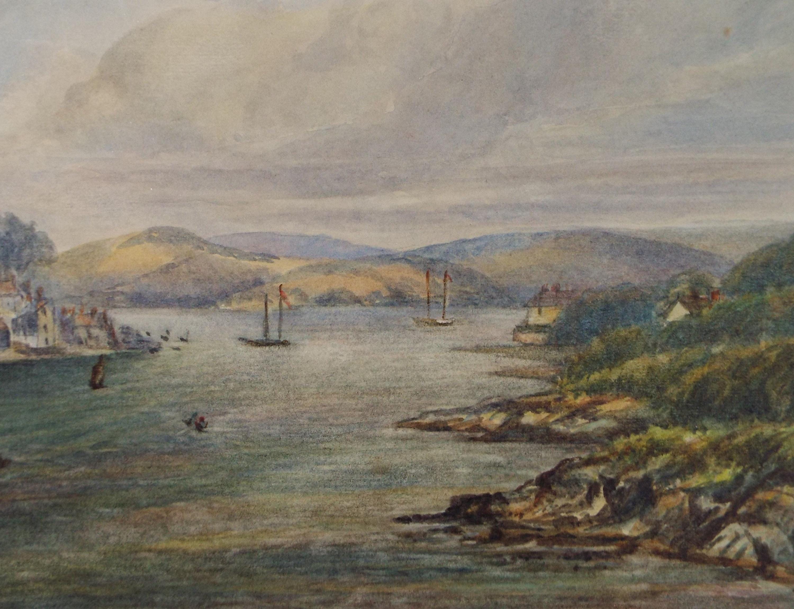 Original Watercolour, 'Rocky Coast with Shipping' Circa 1880's, unsigned