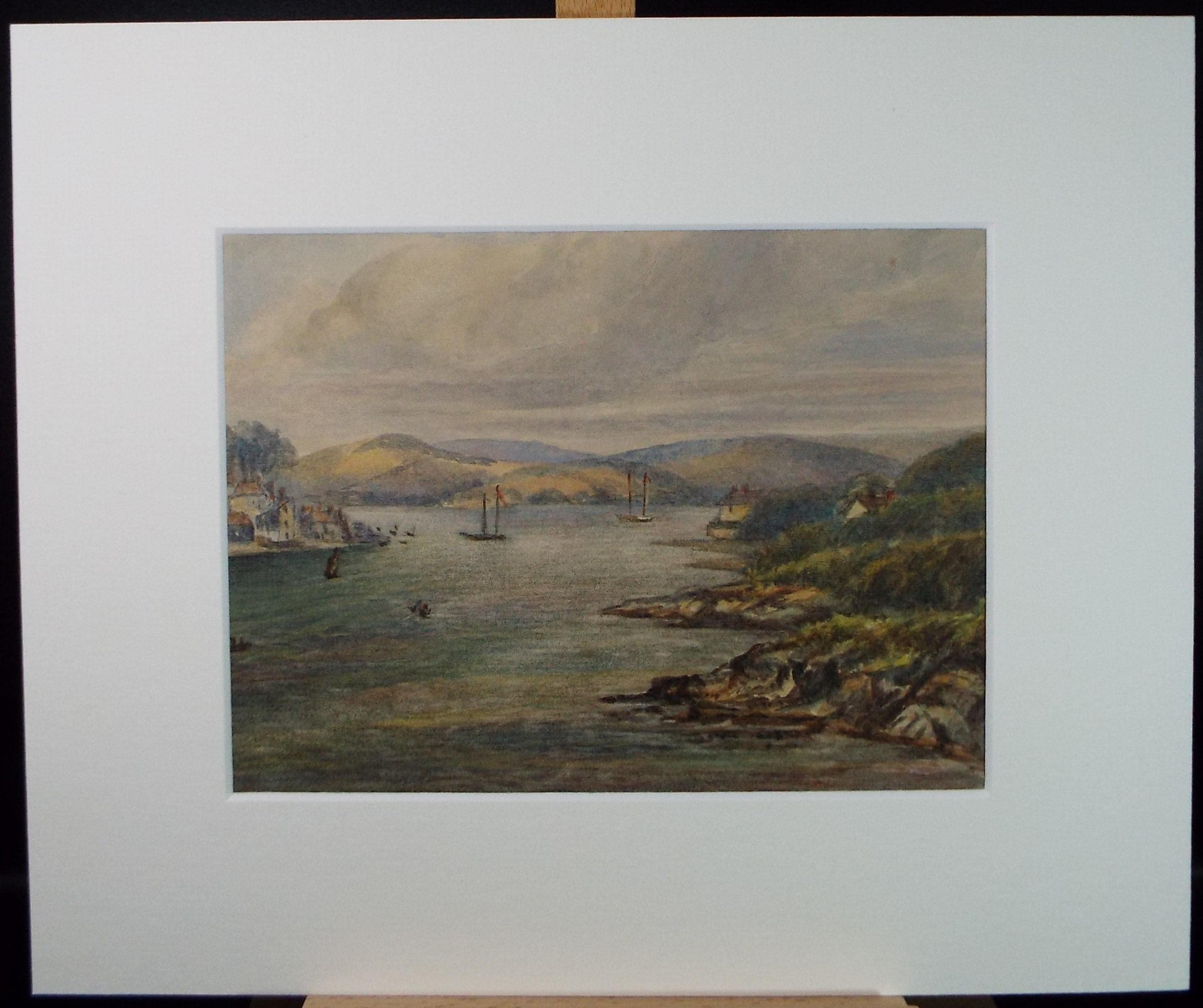 Original Watercolour, 'Rocky Coast with Shipping' Circa 1880's, unsigned