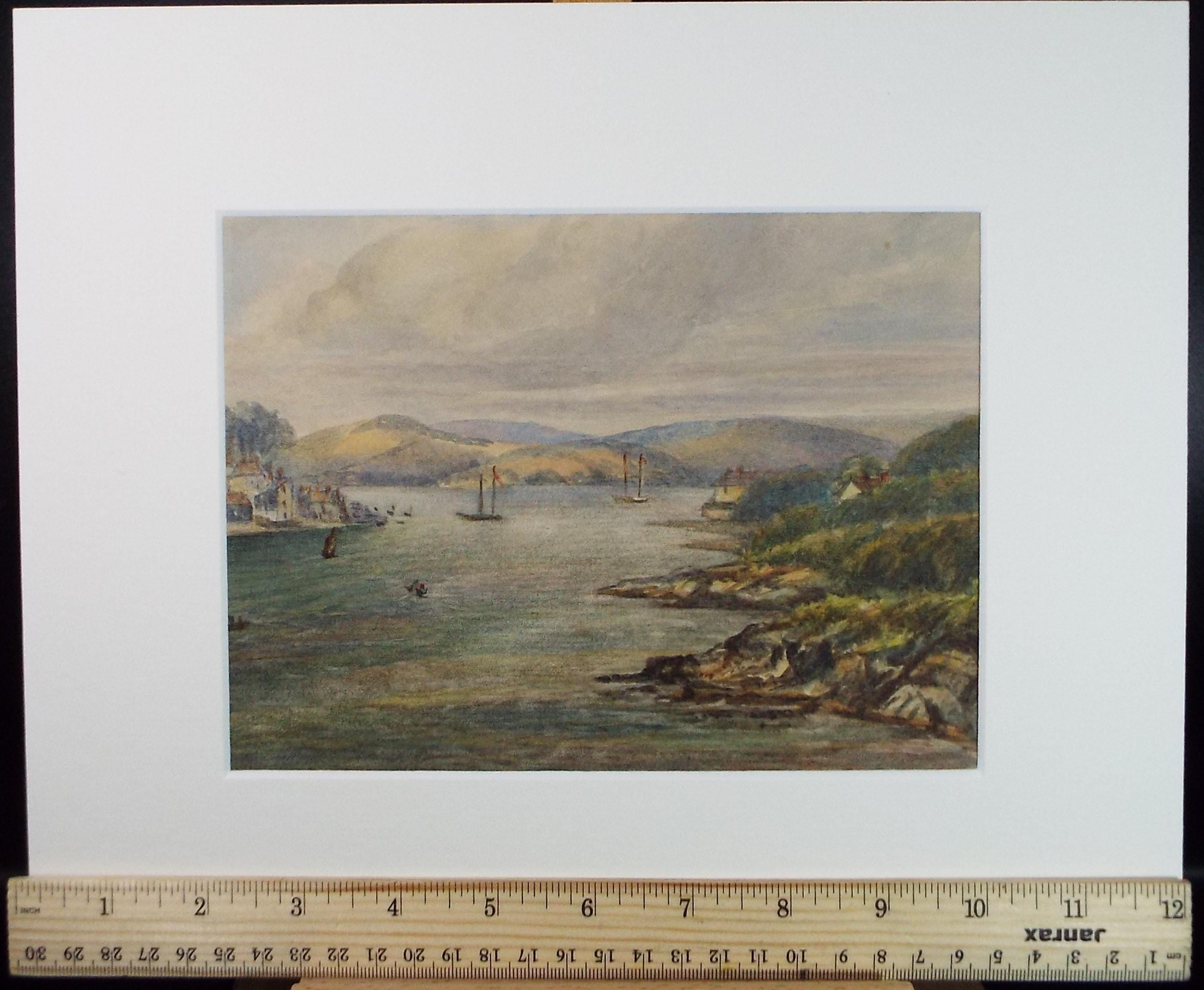 Original Watercolour, 'Rocky Coast with Shipping' Circa 1880's, unsigned