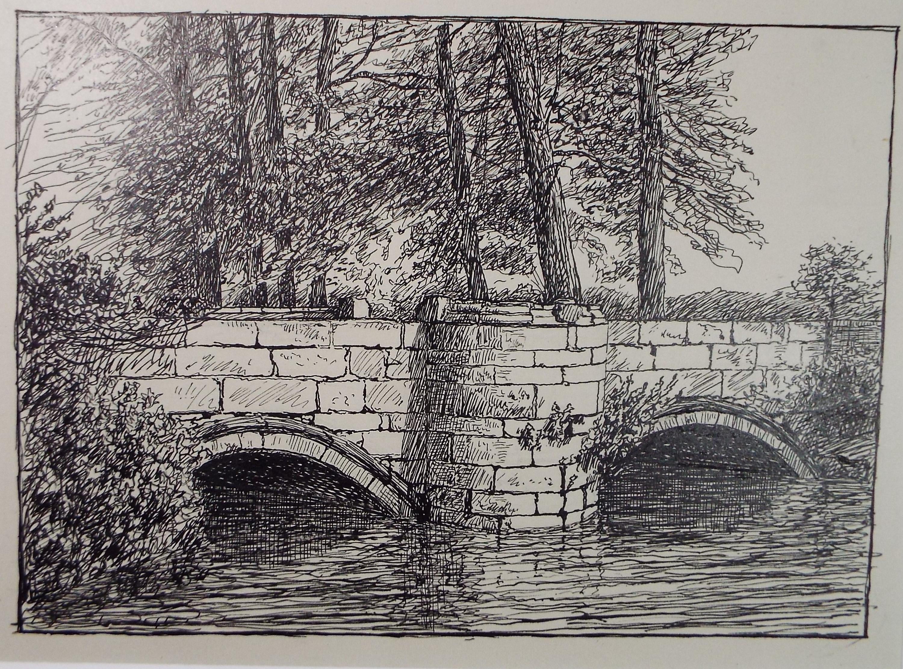 Original Pen & ink Sketch, 'Bridge - Plumnley, S A Southern, Dated 1909