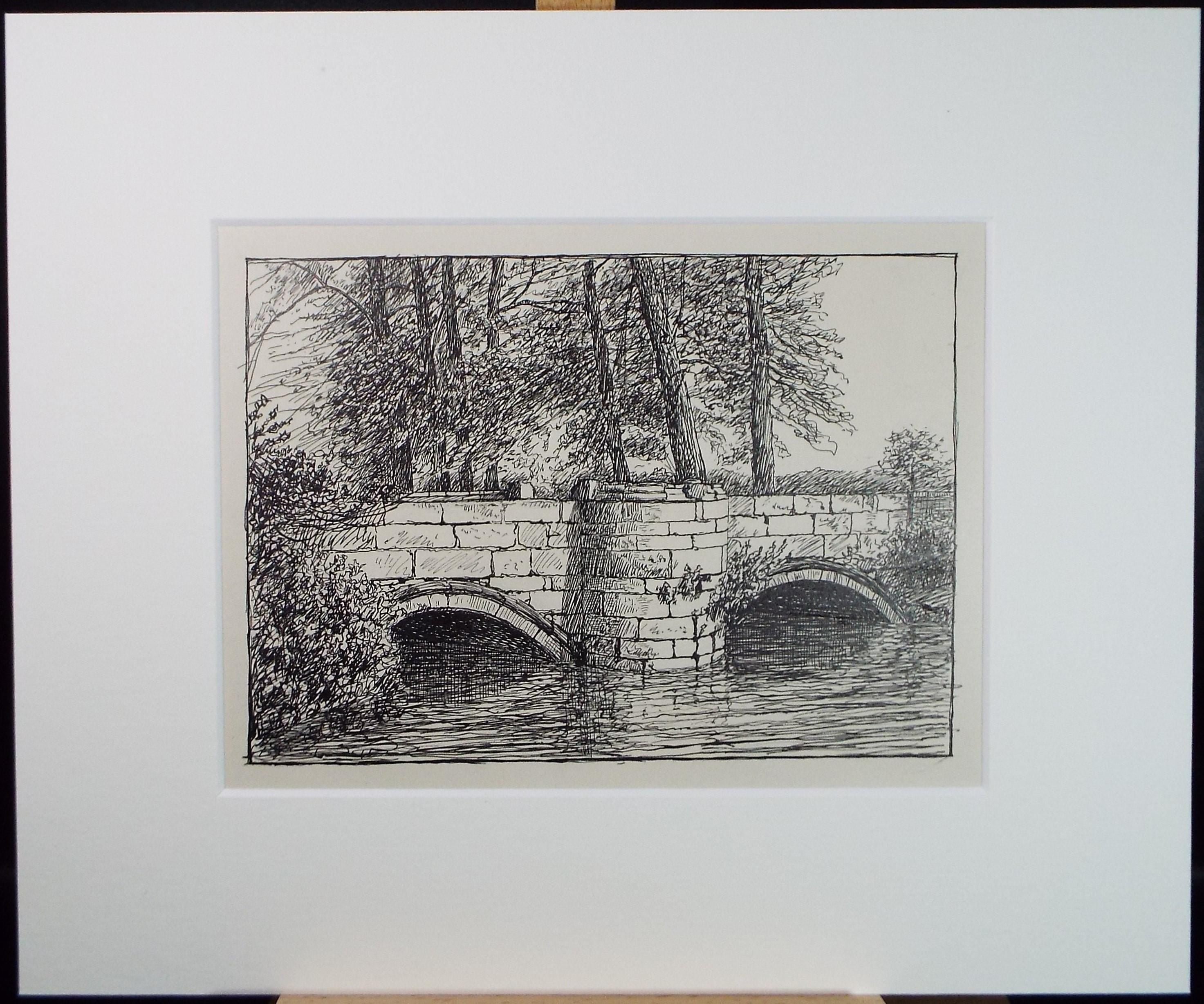 Original Pen & ink Sketch, 'Bridge - Plumnley, S A Southern, Dated 1909
