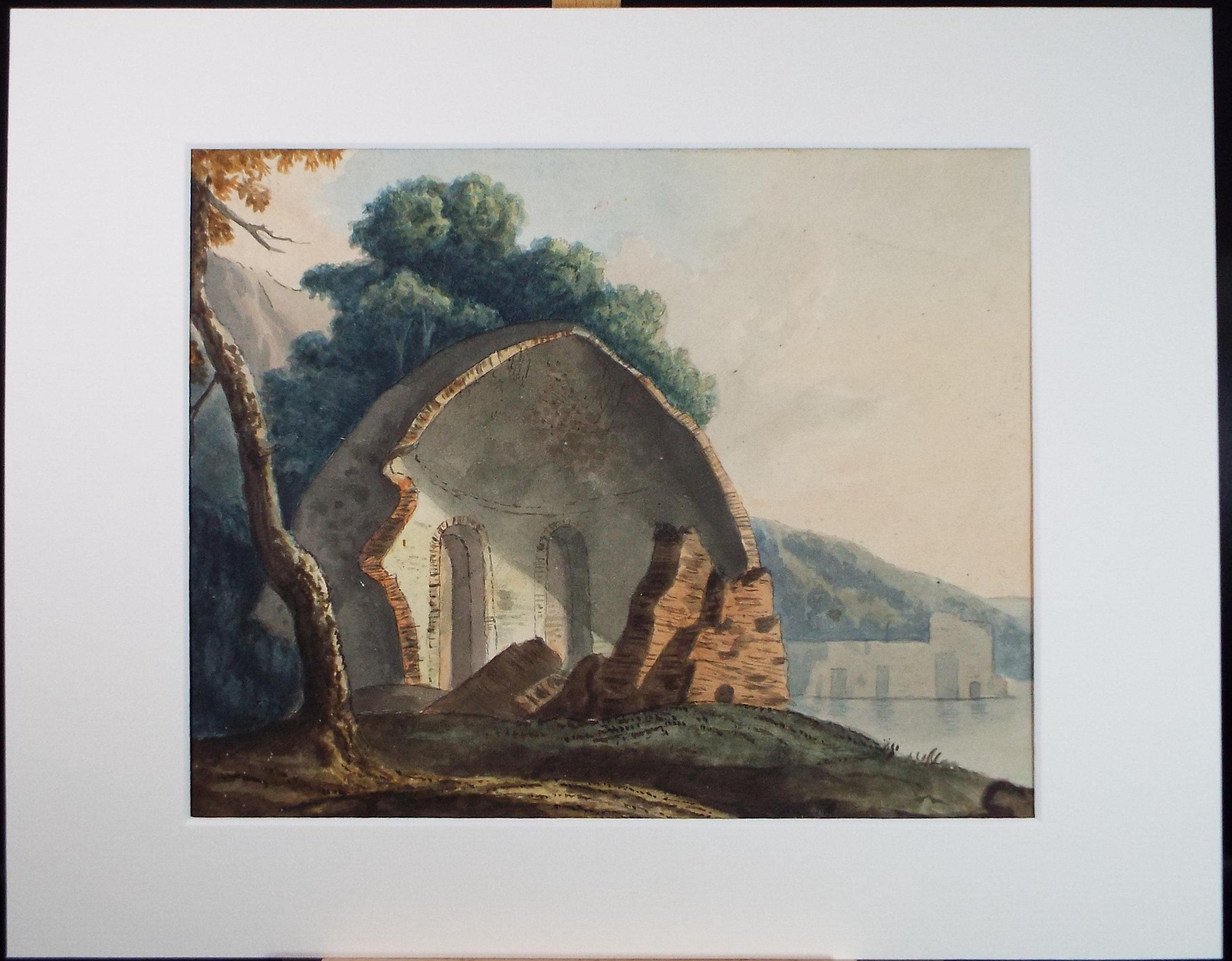 Original Watercolour, 'Coastal Ruins', Artist unknown, Early 19th Century