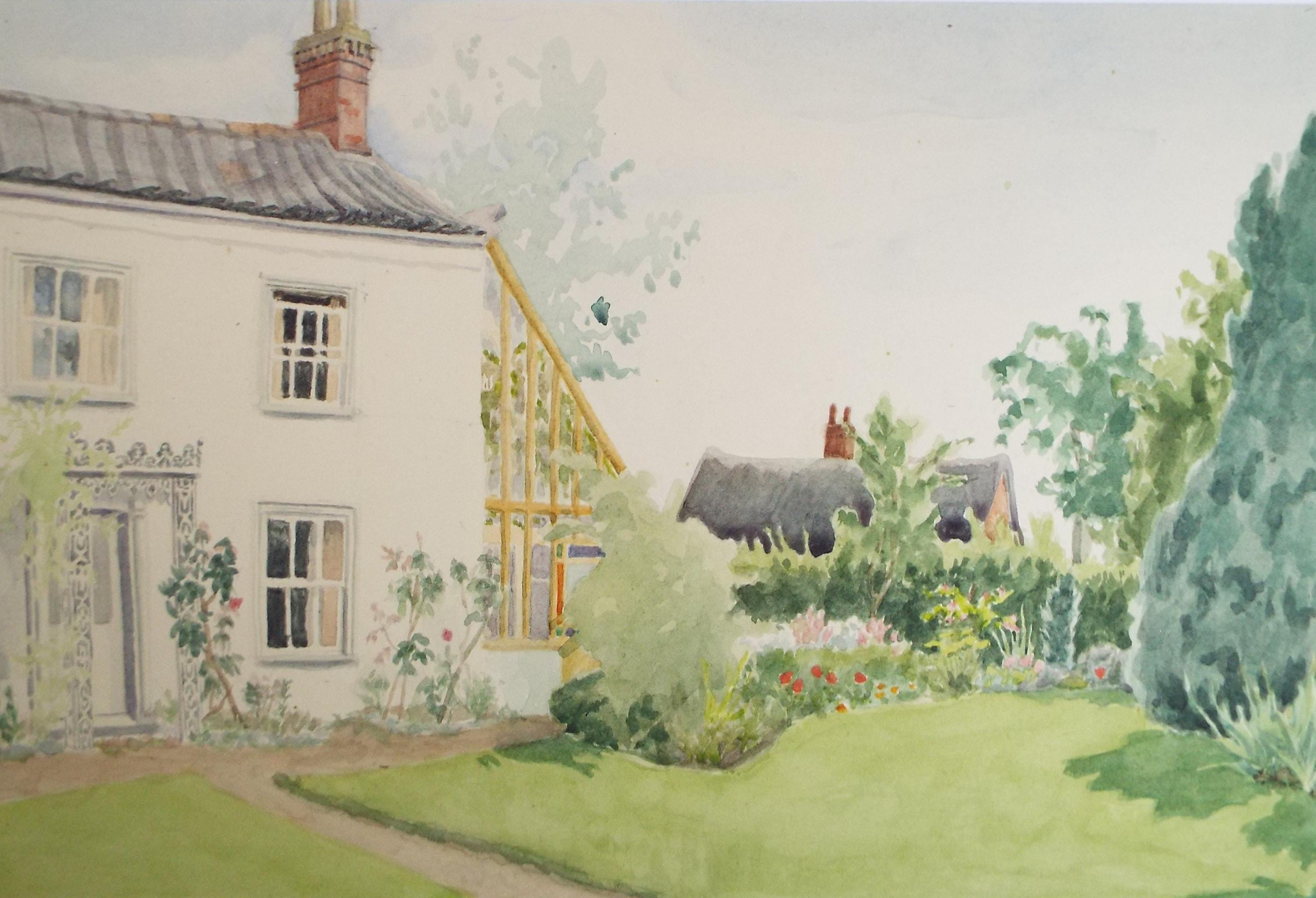 Original Watercolour,'Cottage Garden', Pauline Plummer (b1933), Circa 1950's