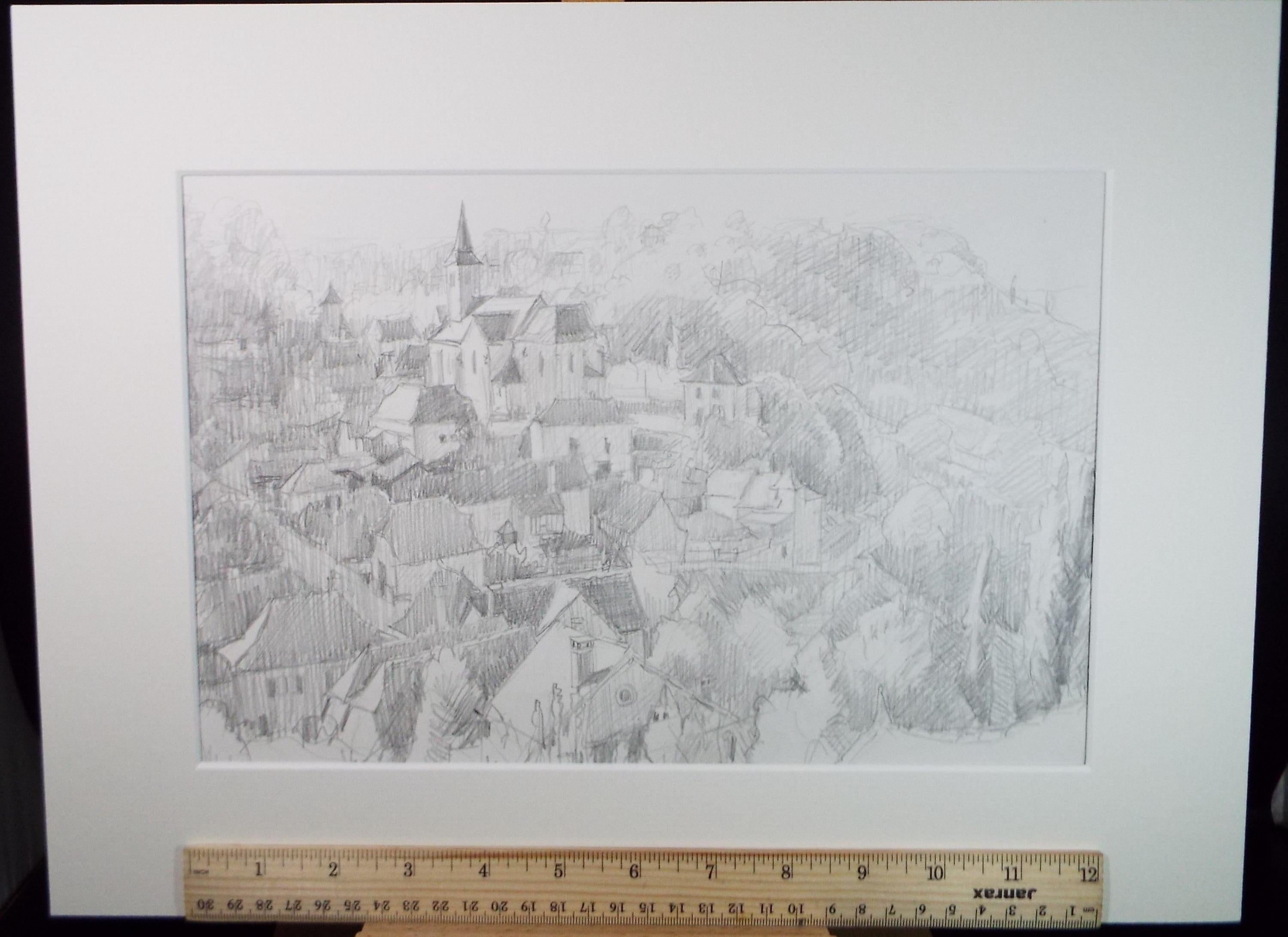 Pencil drawing 'Beduer, Lot', Pauline Plummer (b1933), Circa 1990's