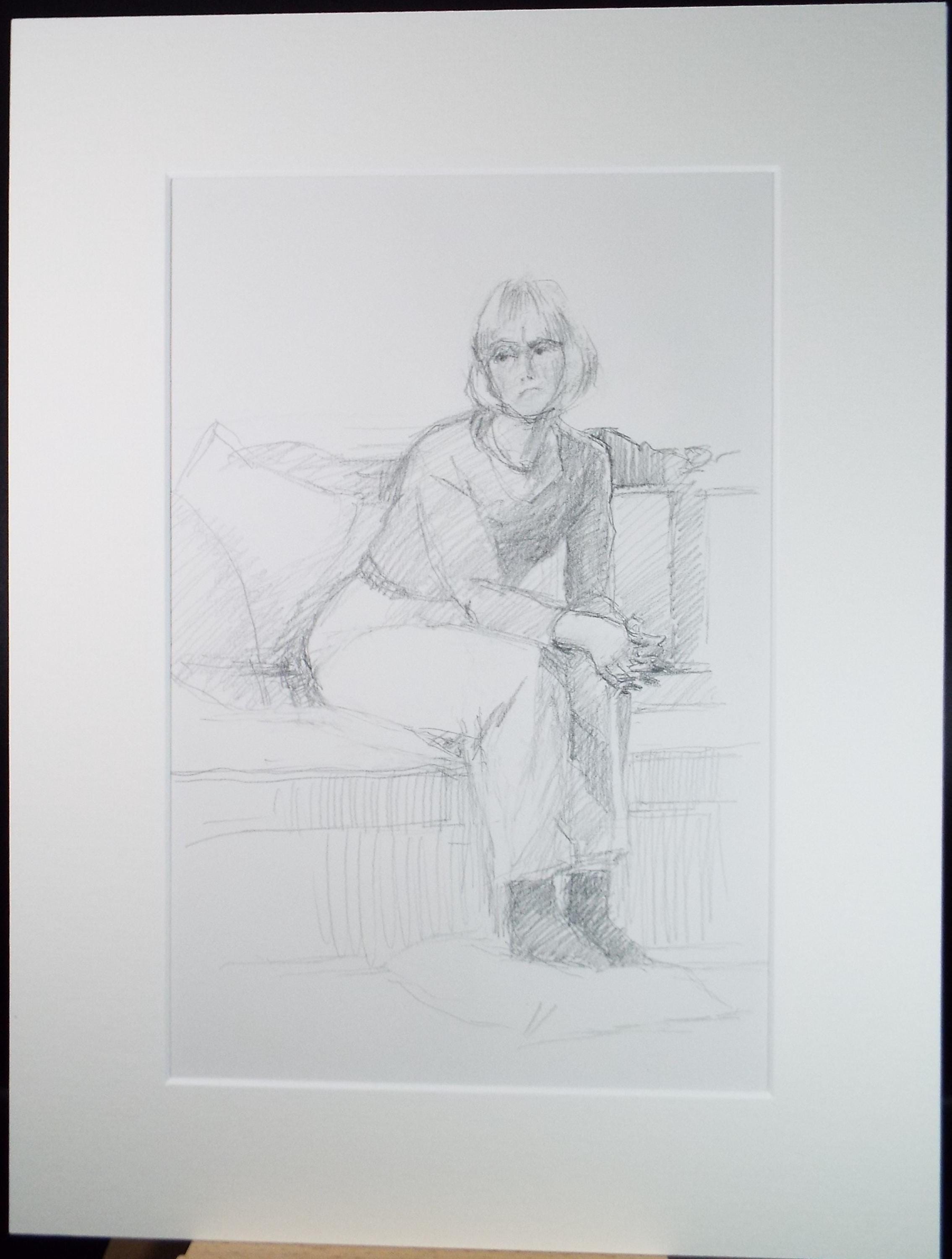 Original Pencil Drawing, 'Seated Woman', Pauline Plummer (b1933), Circa 1990's