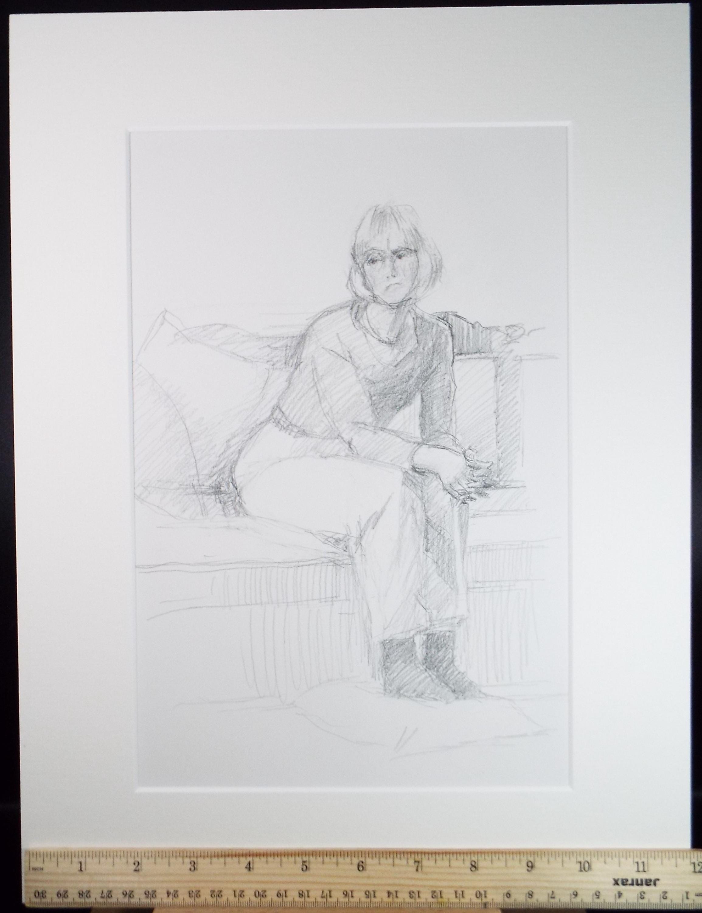 Original Pencil Drawing, 'Seated Woman', Pauline Plummer (b1933), Circa 1990's