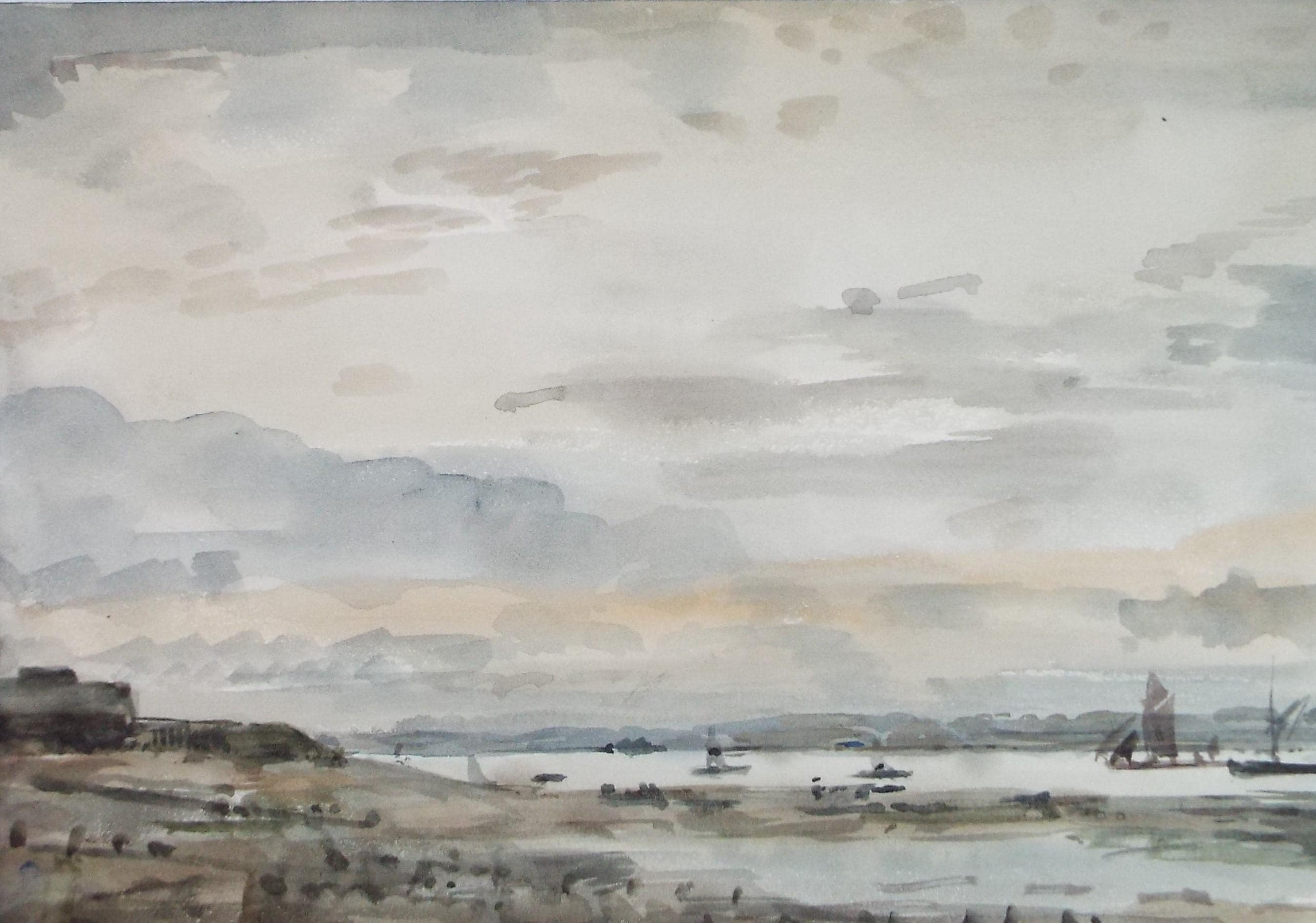 Original Watercolour, 'Coastal view', David Muirhead (1867-1930), c1910