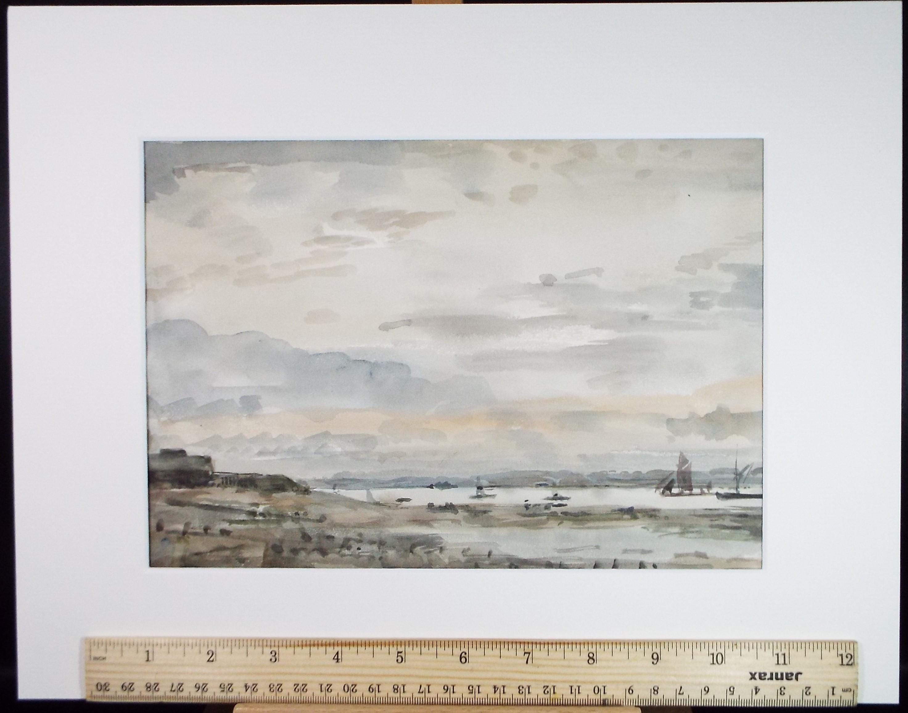Original Watercolour, 'Coastal view', David Muirhead (1867-1930), c1910