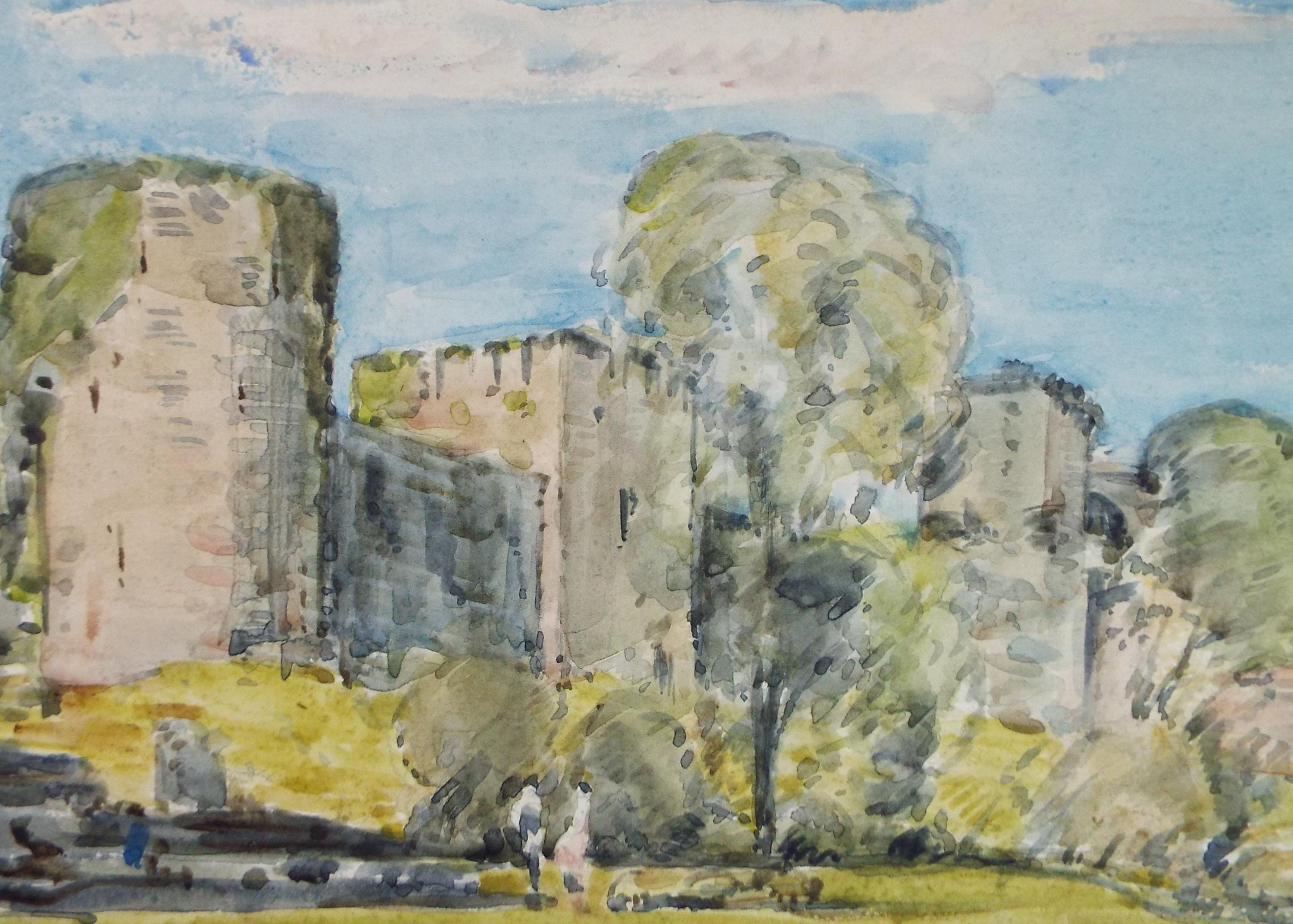 Original Watercolour, 'Castle View, early 20th Century, Artist Unknown