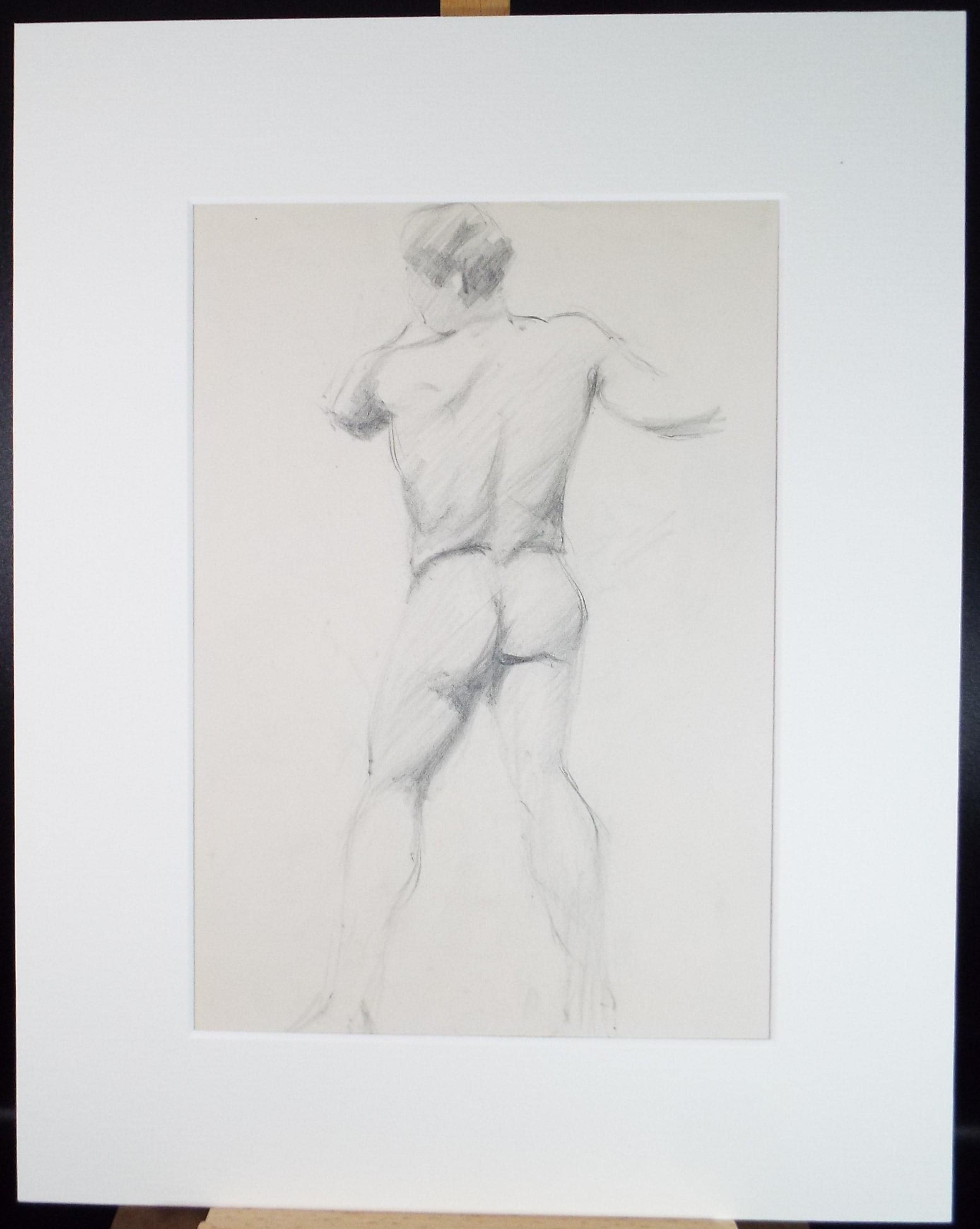 Original Pencil Drawing, 'Male Nude', Dated 1901