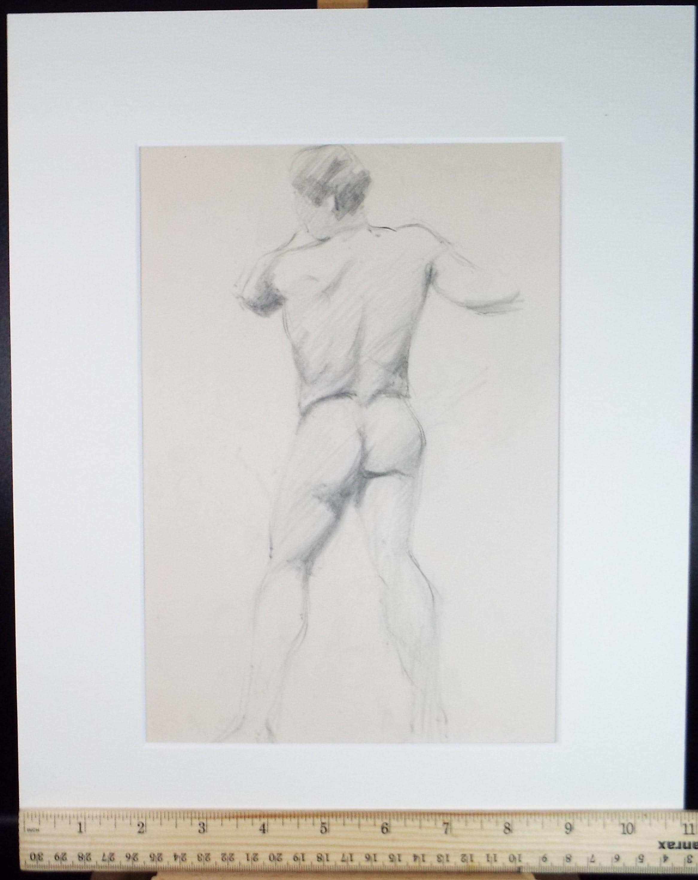 Original Pencil Drawing, 'Male Nude', Dated 1901