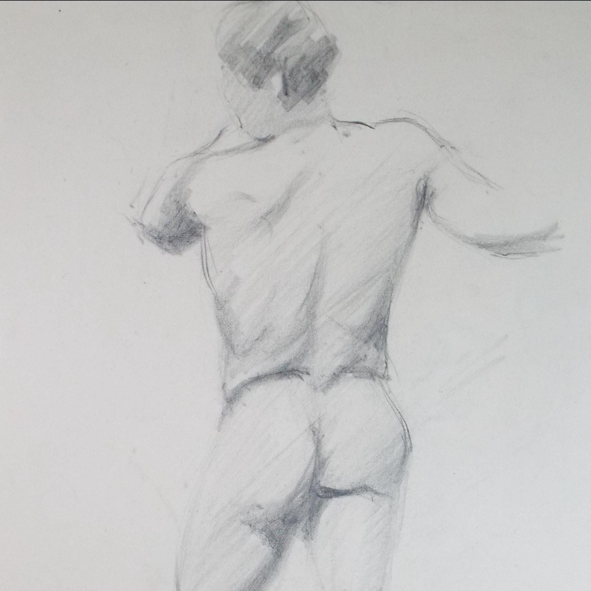 Original Pencil Drawing, 'Male Nude', Dated 1901