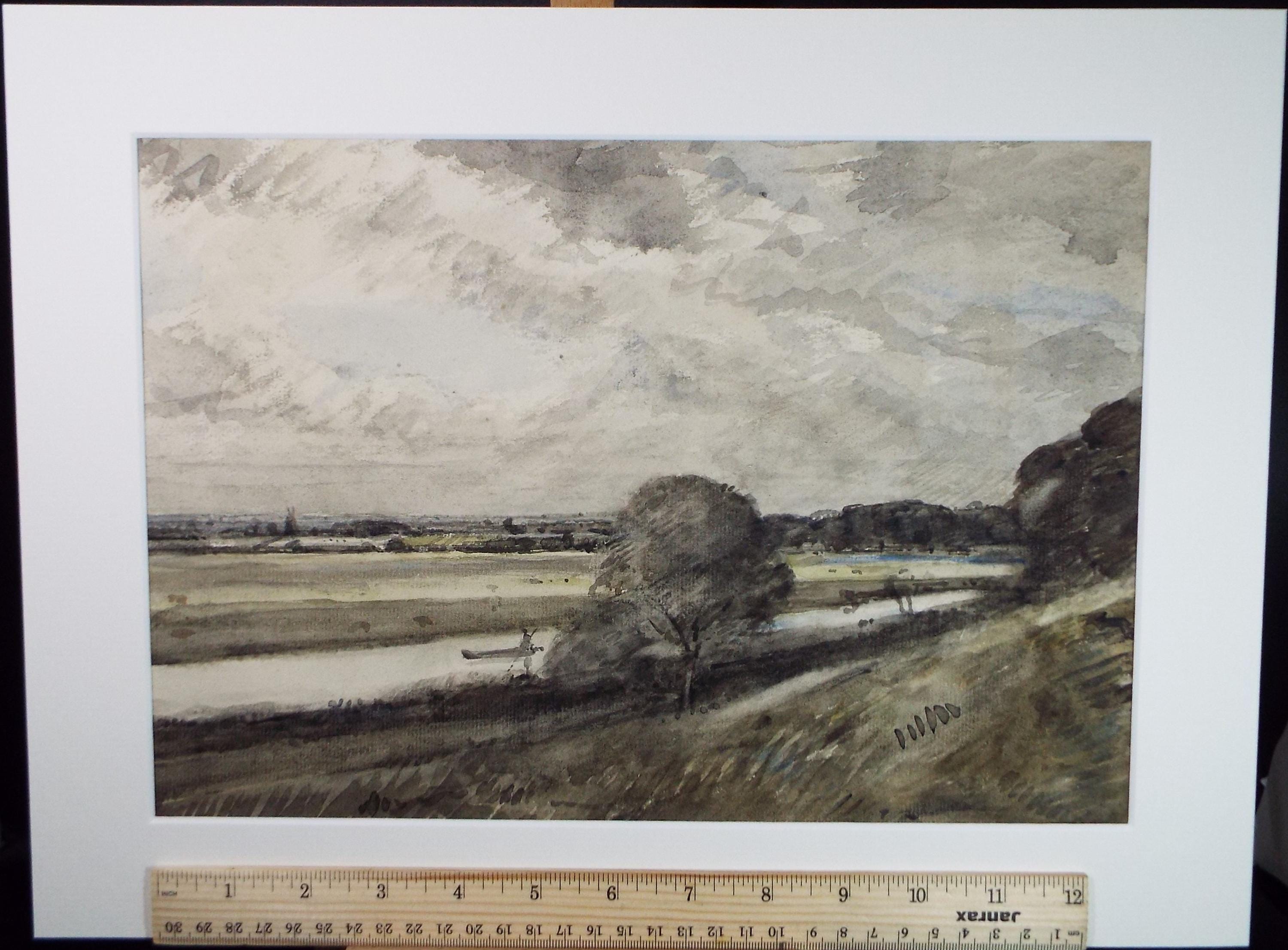 Original Watercolour, 'Punting on the River', David Muirhead (1867-1930), circa 1920's