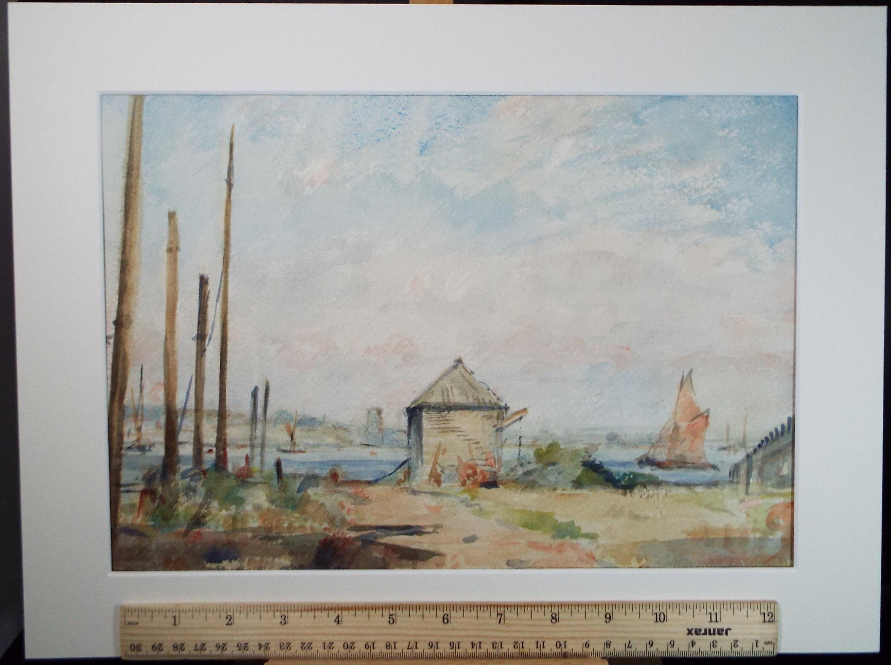Original Watercolour, 'Sailing Boats', A E Borthwick (1871-1955), circa 1940's