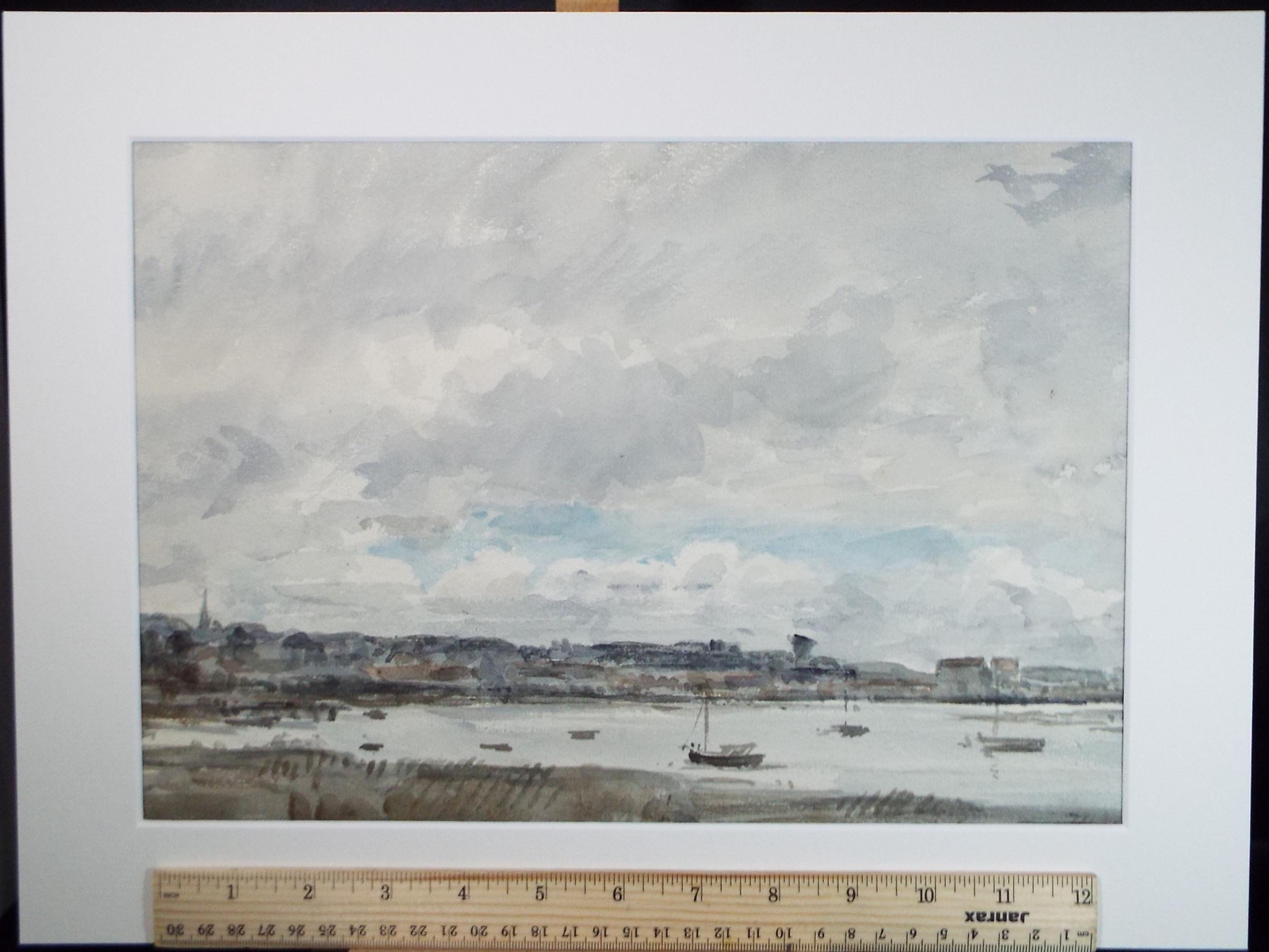 David Muirhead Watercolour Painting: Moored Sailing Boats, c. 1920s