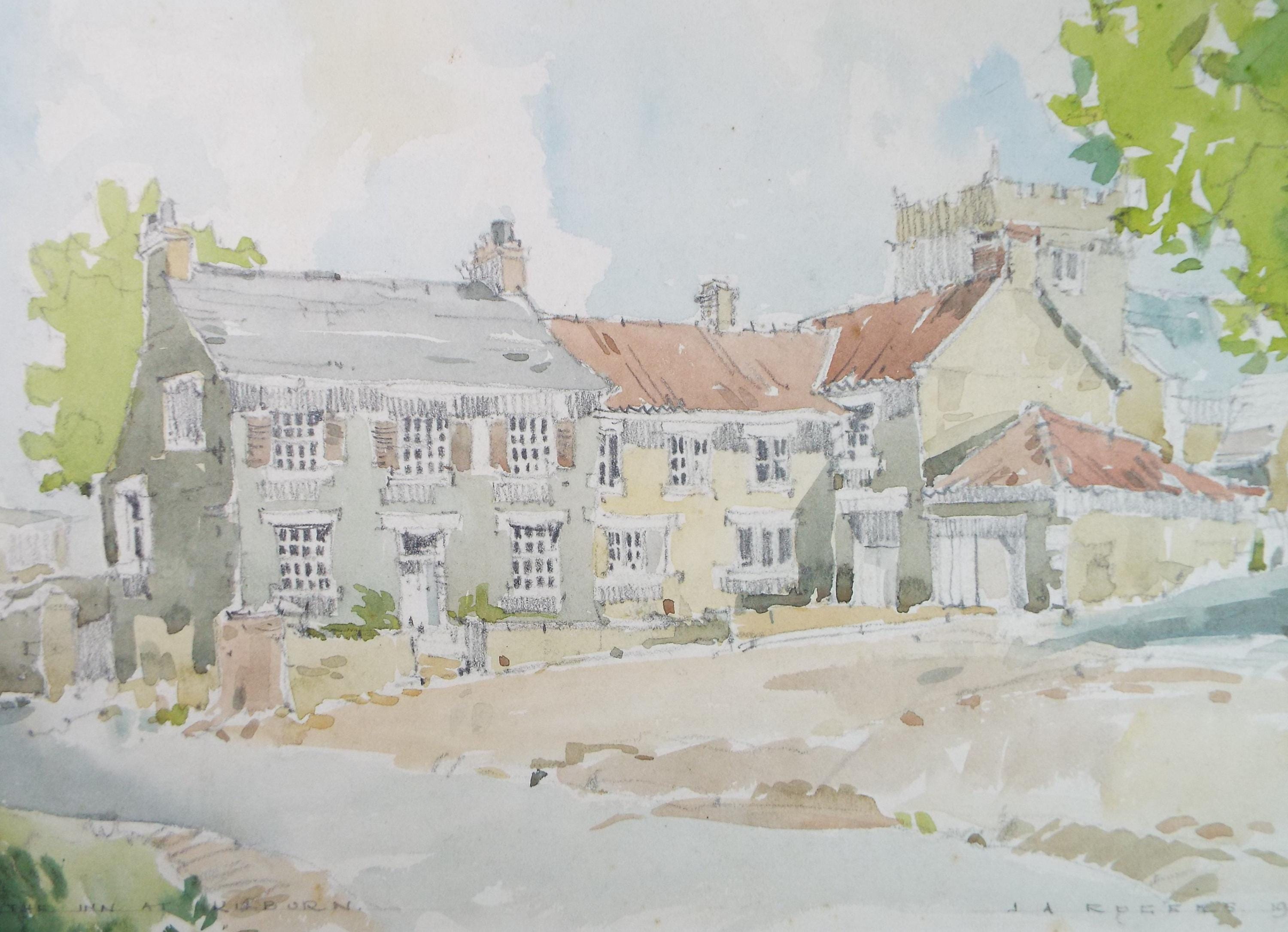 Original Watercolour, 'The Inn at Kilburn', J A Rogers, dated 1970