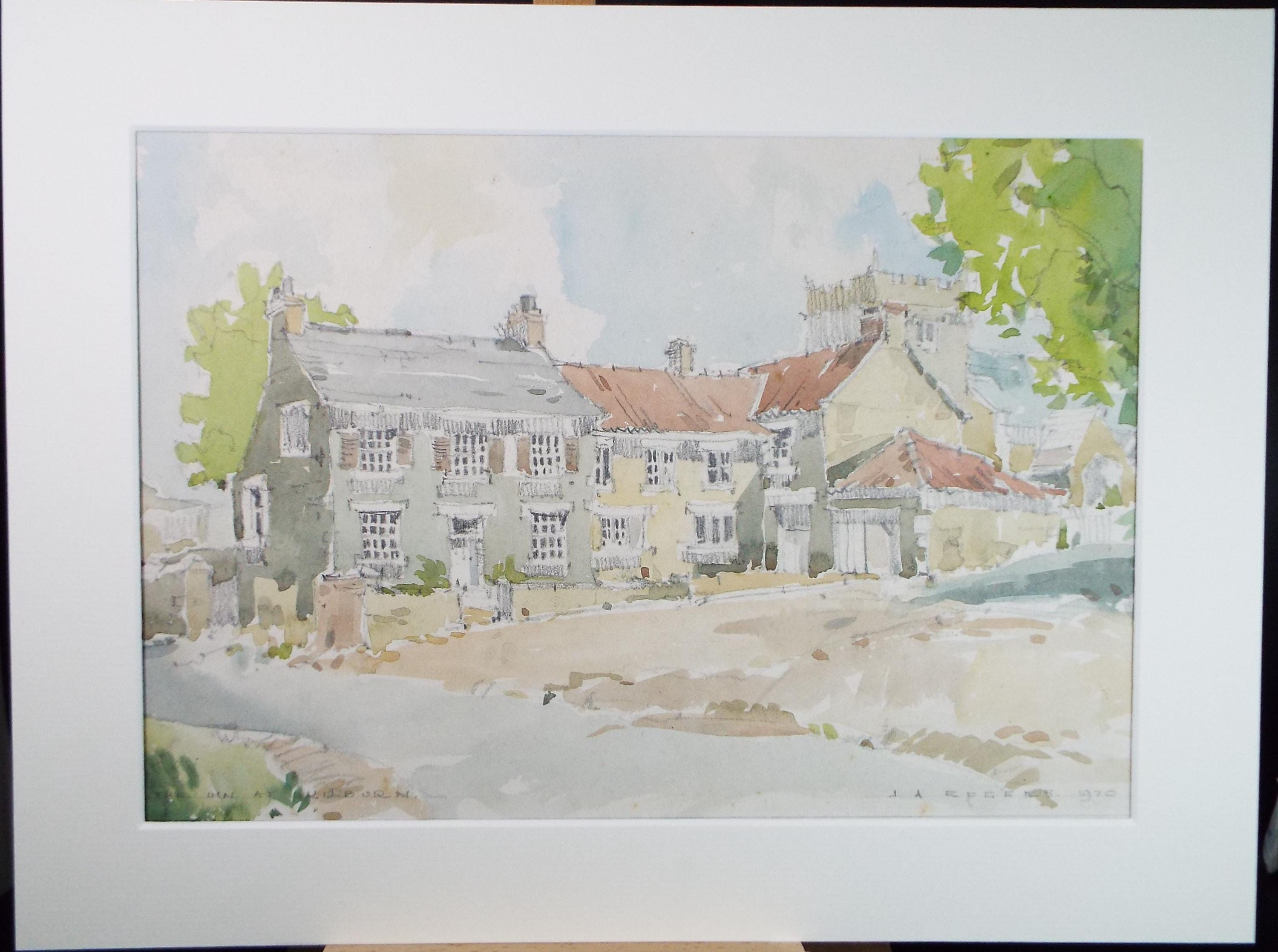 Original Watercolour, 'The Inn at Kilburn', J A Rogers, dated 1970