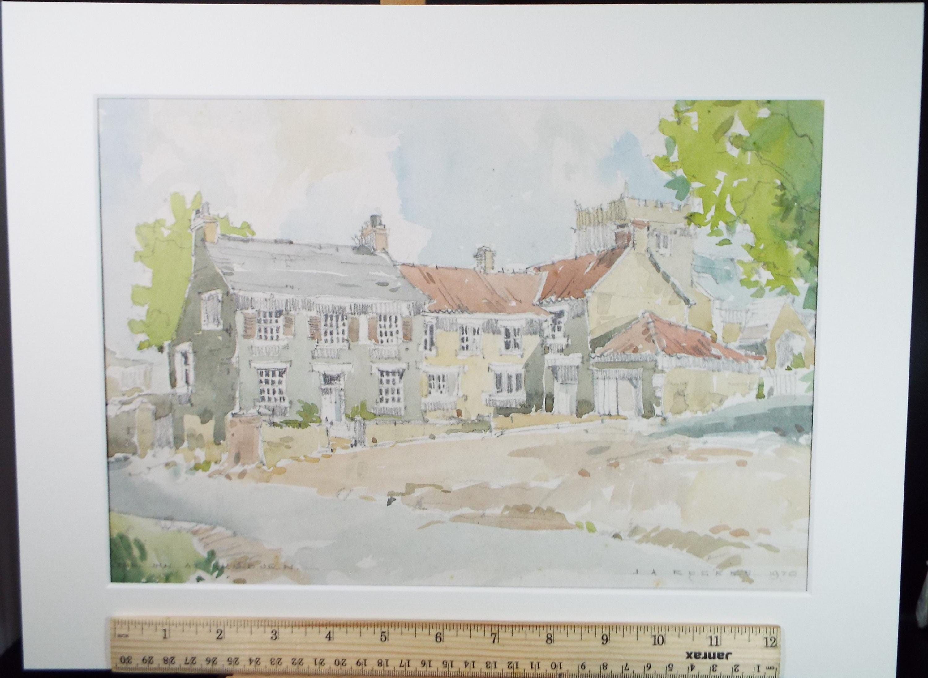 Original Watercolour, 'The Inn at Kilburn', J A Rogers, dated 1970