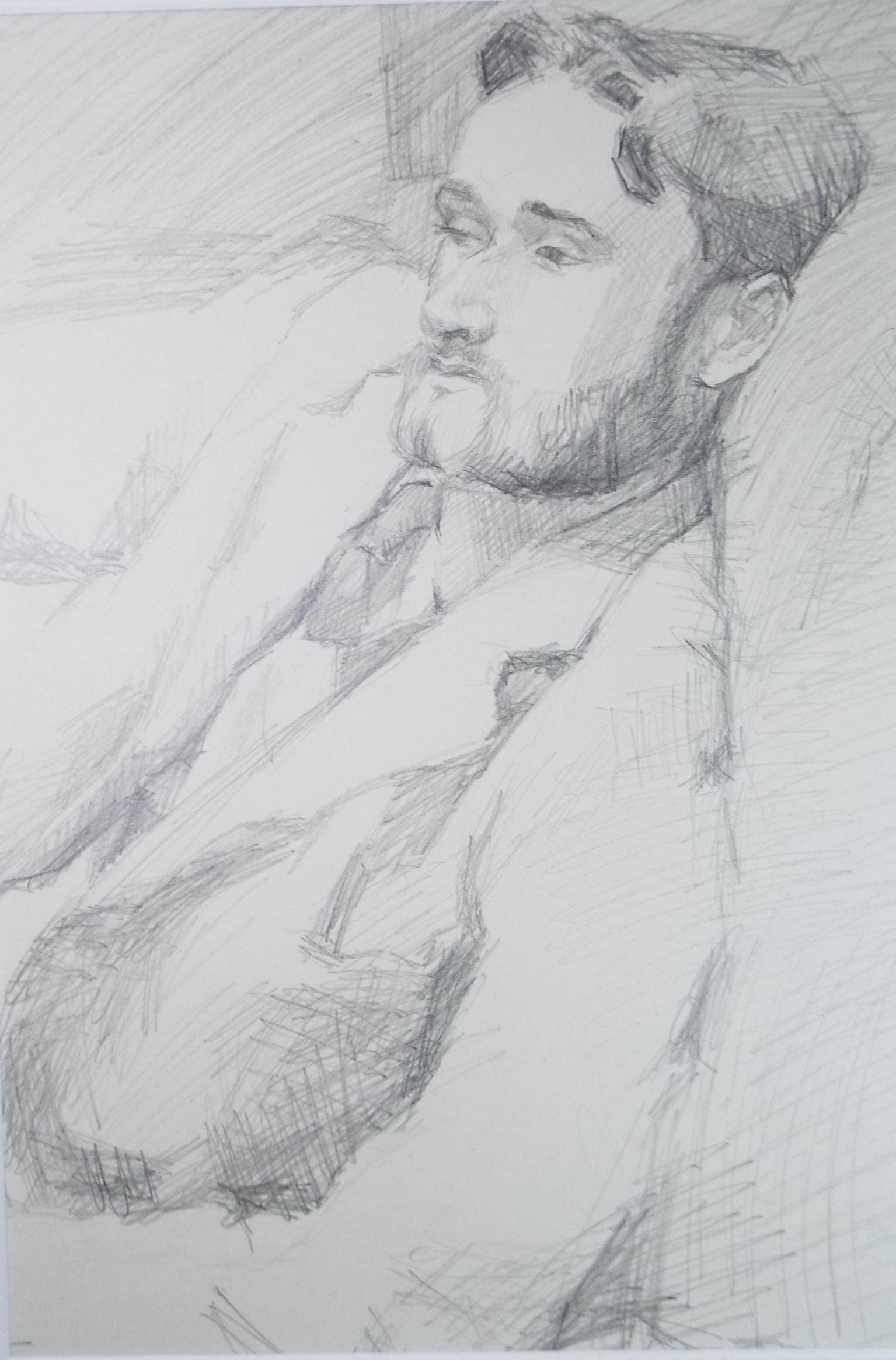 Pencil drawing 'Study of a bearded man', c1950s, Pauline Plummer (b1930)