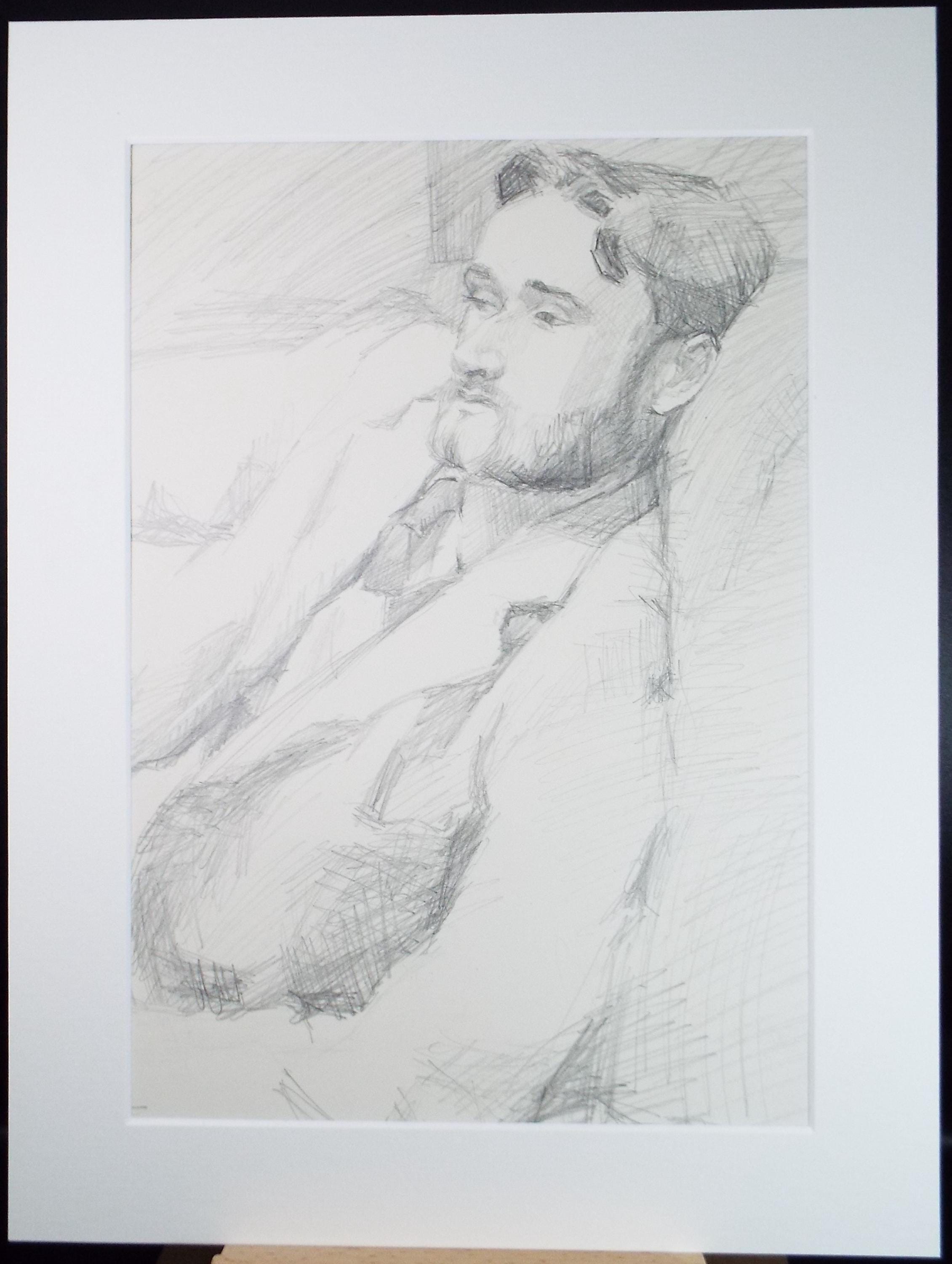Pencil drawing 'Study of a bearded man', c1950s, Pauline Plummer (b1930)