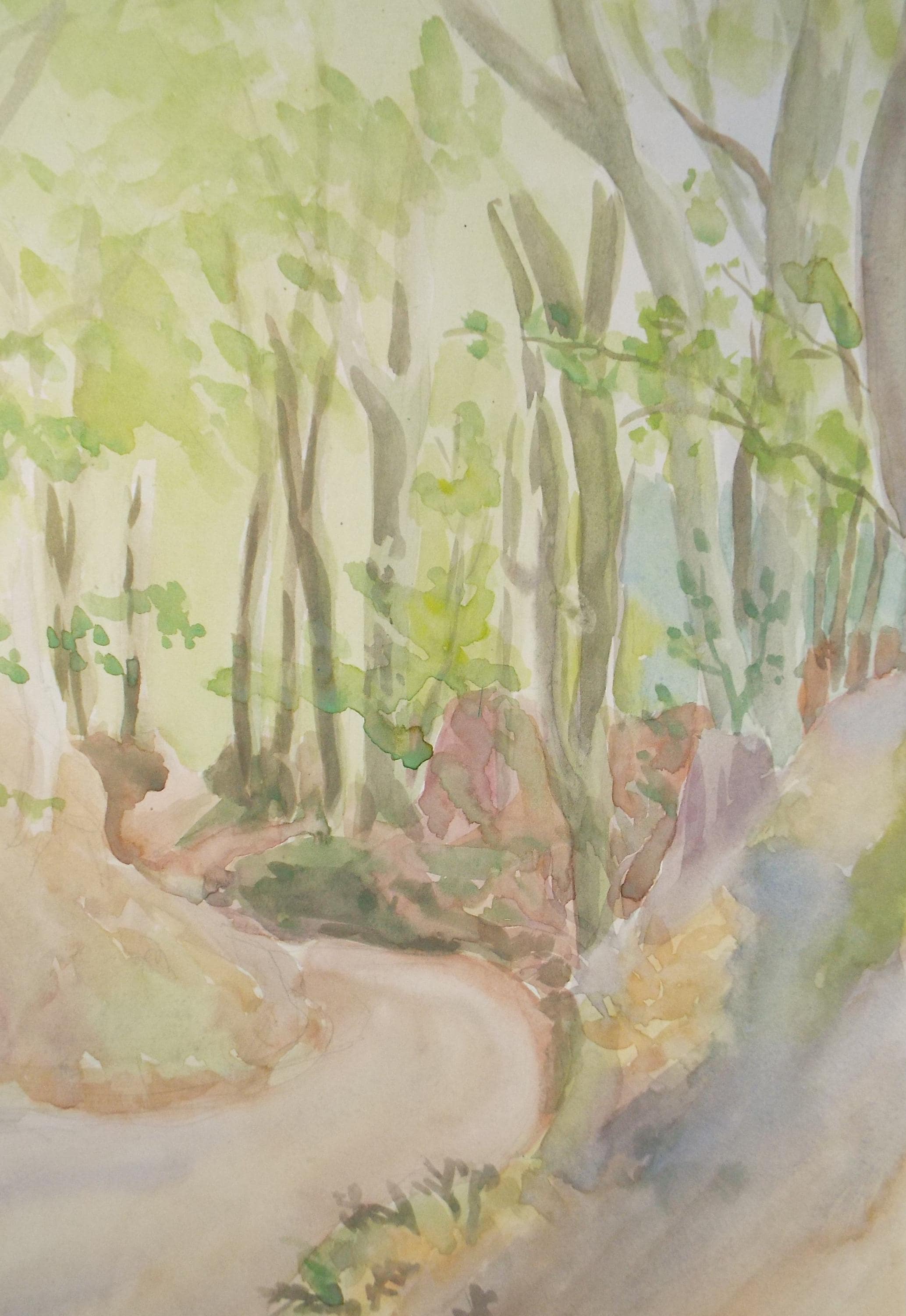 Original Watercolour, 'A track through woodland', Circa 1930's ,unknown artist