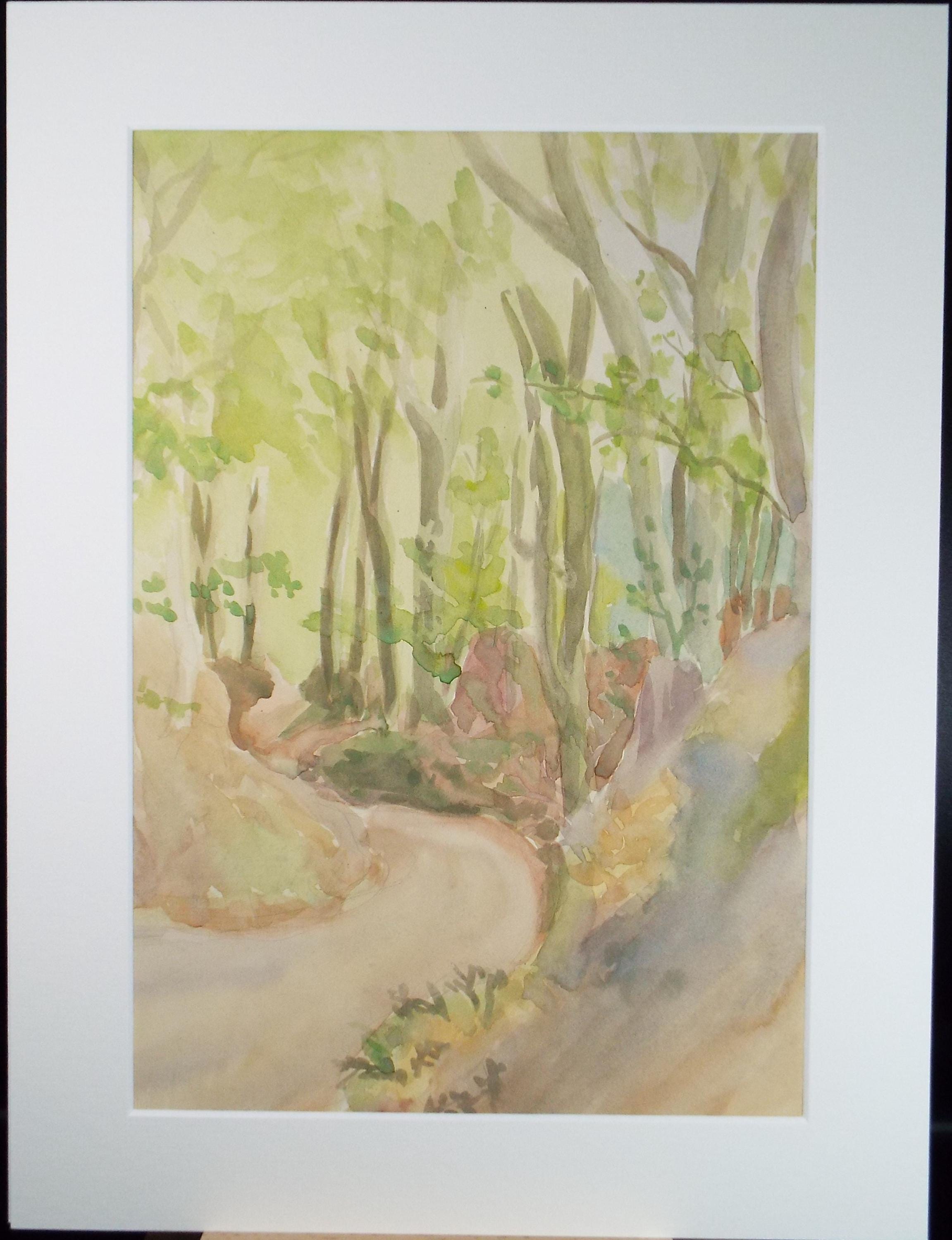 Original Watercolour, 'A track through woodland', Circa 1930's ,unknown artist