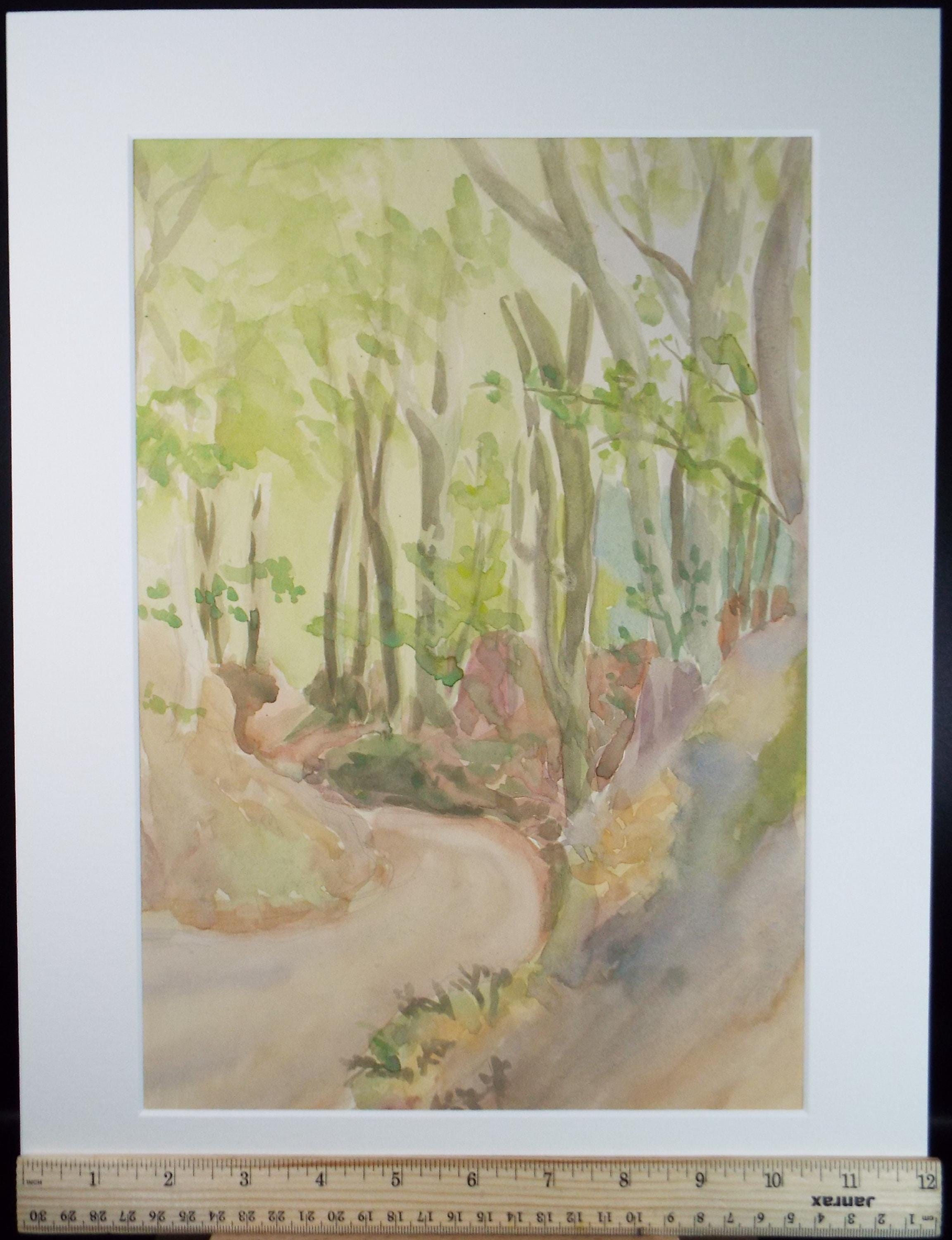 Original Watercolour, 'A track through woodland', Circa 1930's ,unknown artist