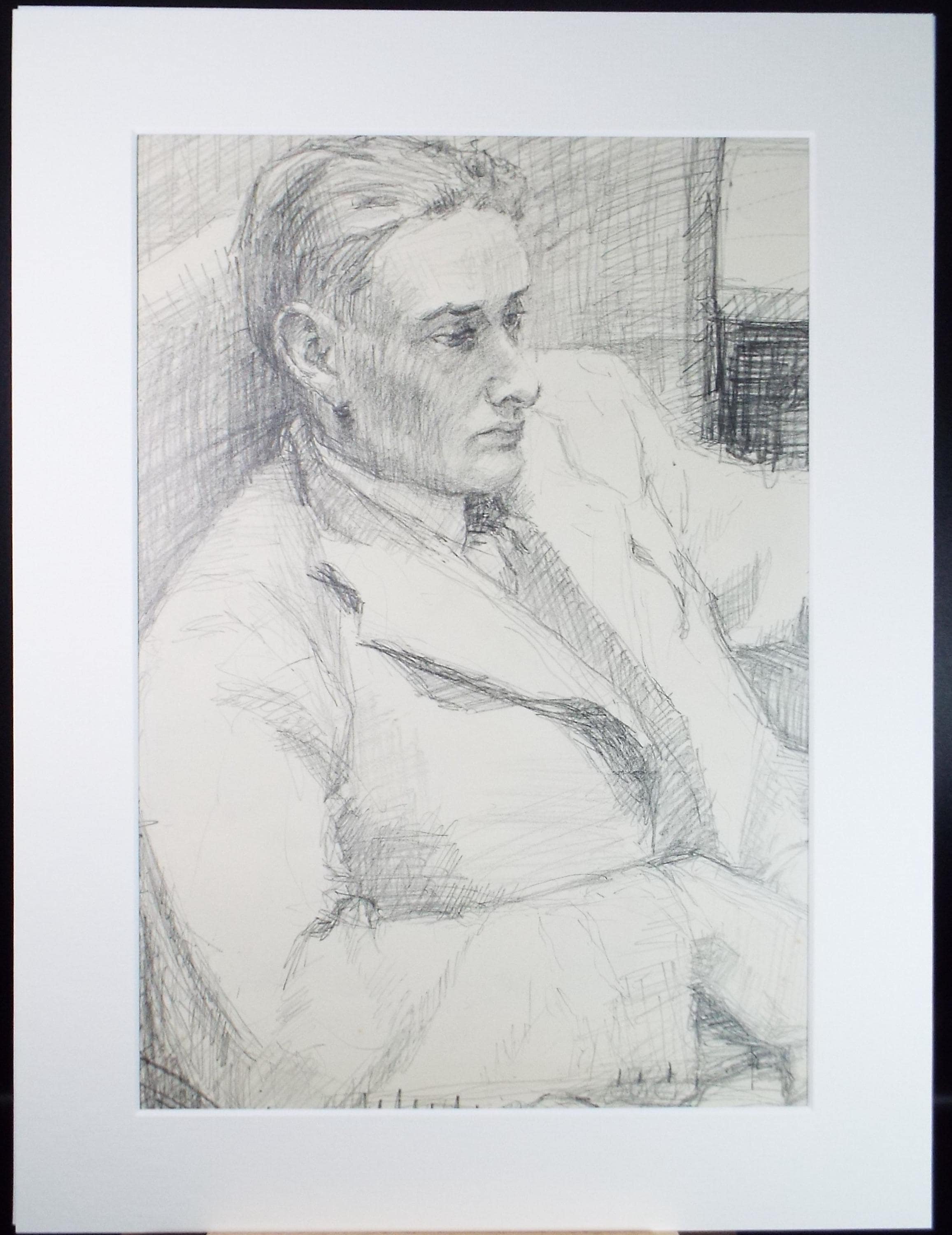 Pencil drawing 'Study of a seated man', c1950s, Pauline Plummer (b1930)