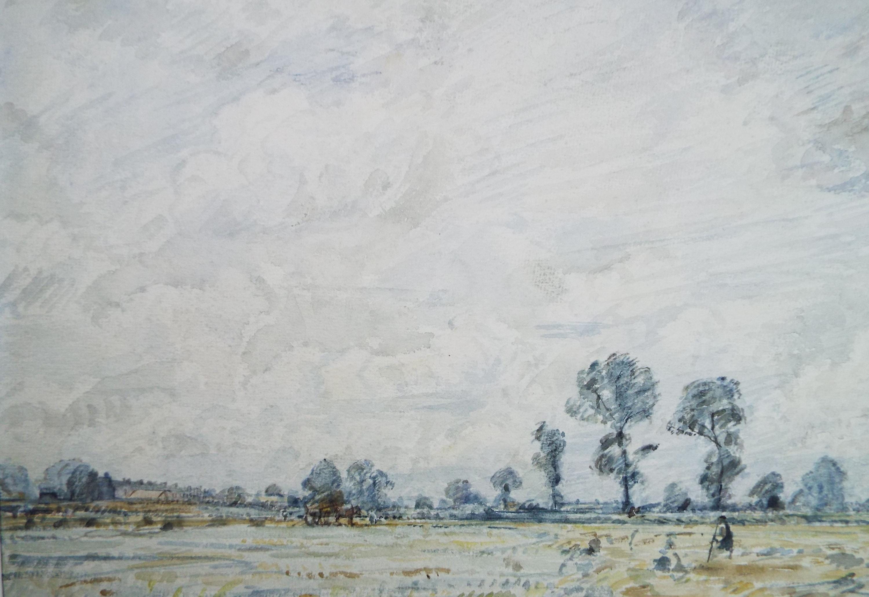 Watercolour, 'Tending the crops', David Muirhead (1867-1930), circa 1910