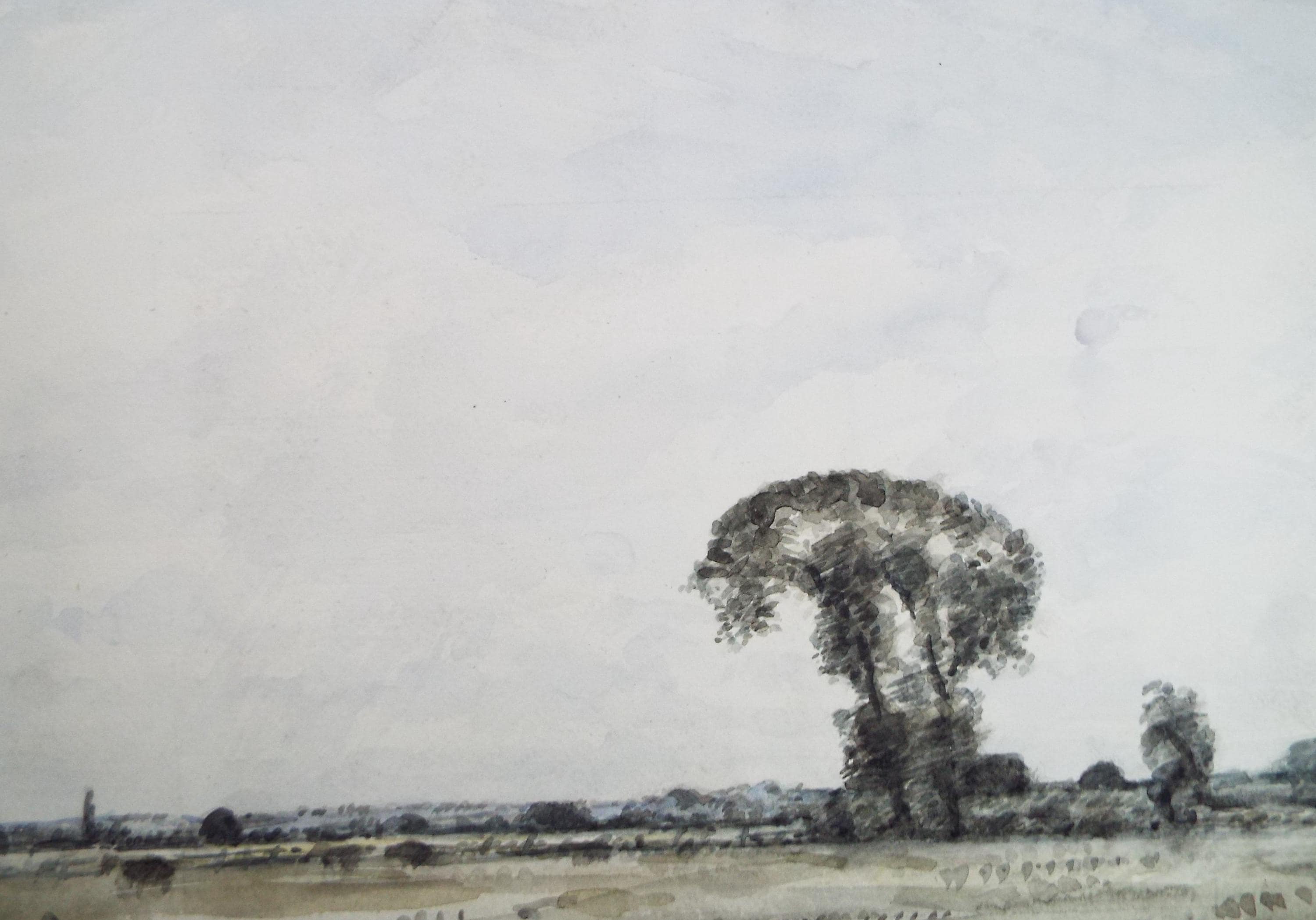 Watercolour, 'Farming Landscape', David Muirhead (1867-1930), circa 1910