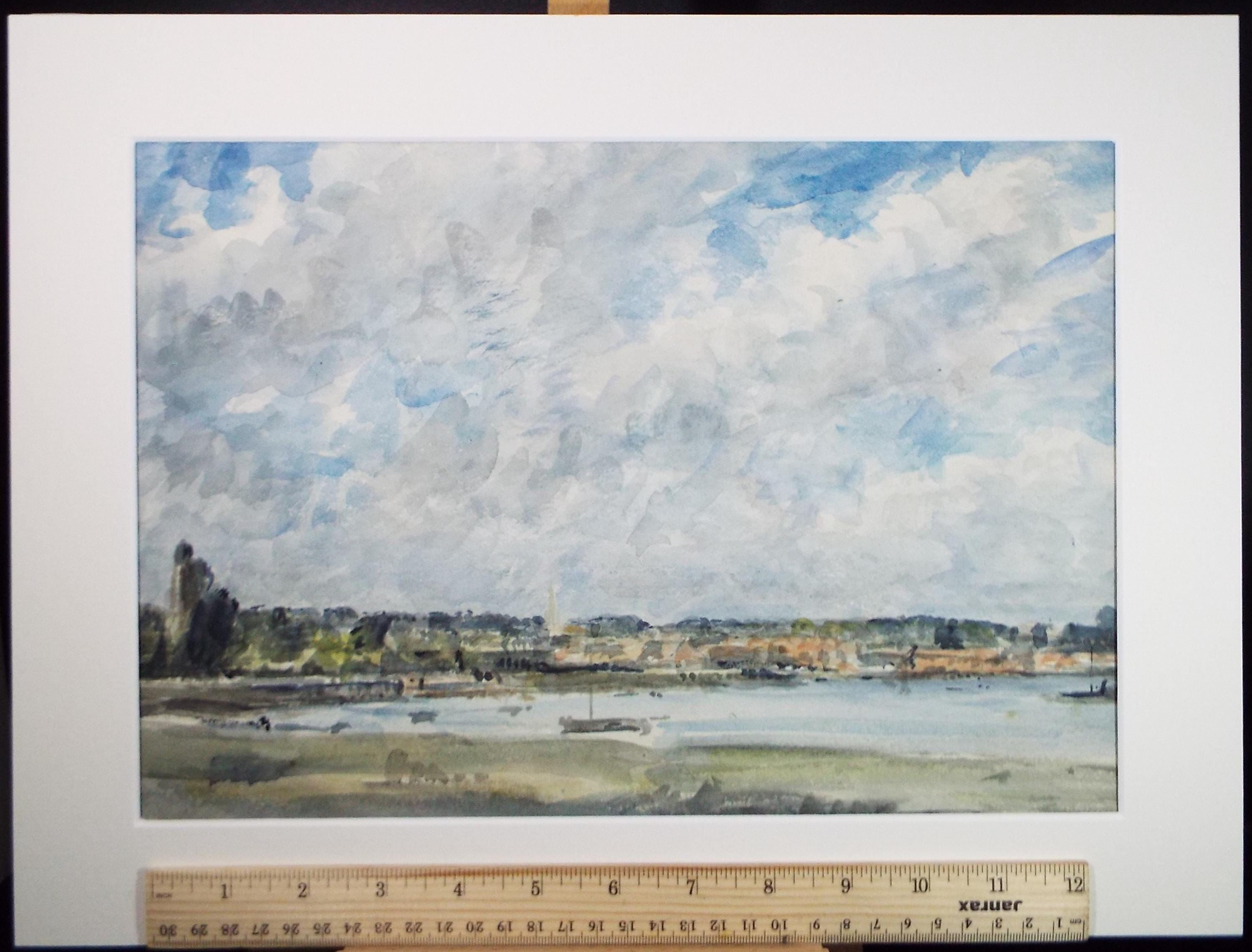 Watercolour, 'Boat on the river', David Muirhead (1867-1930), circa 1910