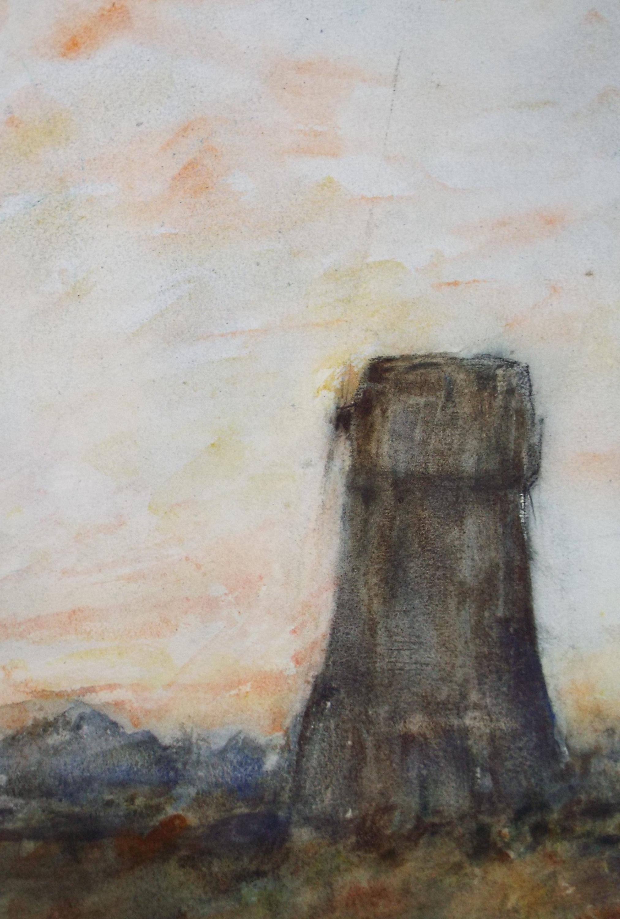 Watercolour, 'Windmill', David Muirhead (1867-1930), circa 1910