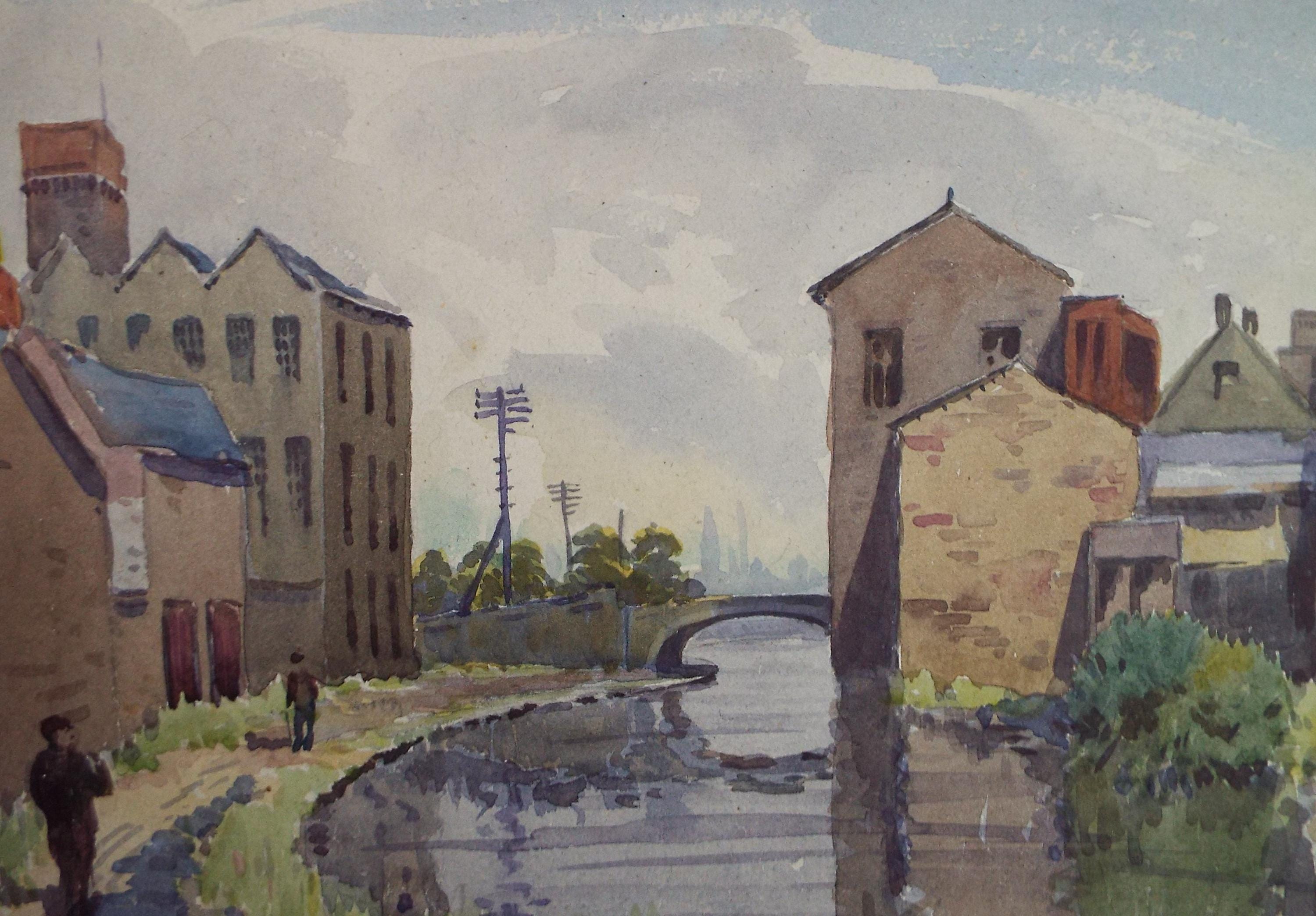 Original Signed Watercolour Painting: Leeds & Liverpool Canal, 1950s