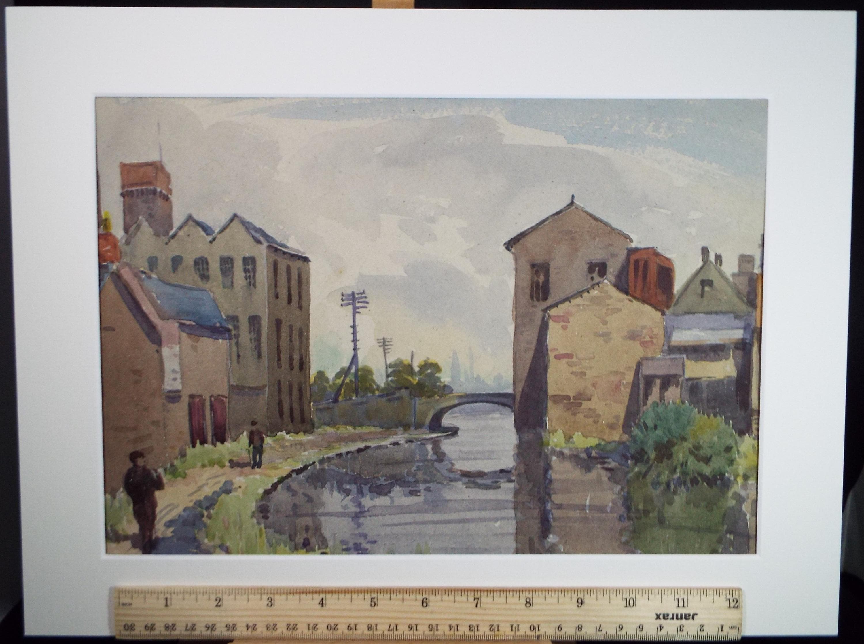 Original Signed Watercolour Painting: Leeds & Liverpool Canal, 1950s
