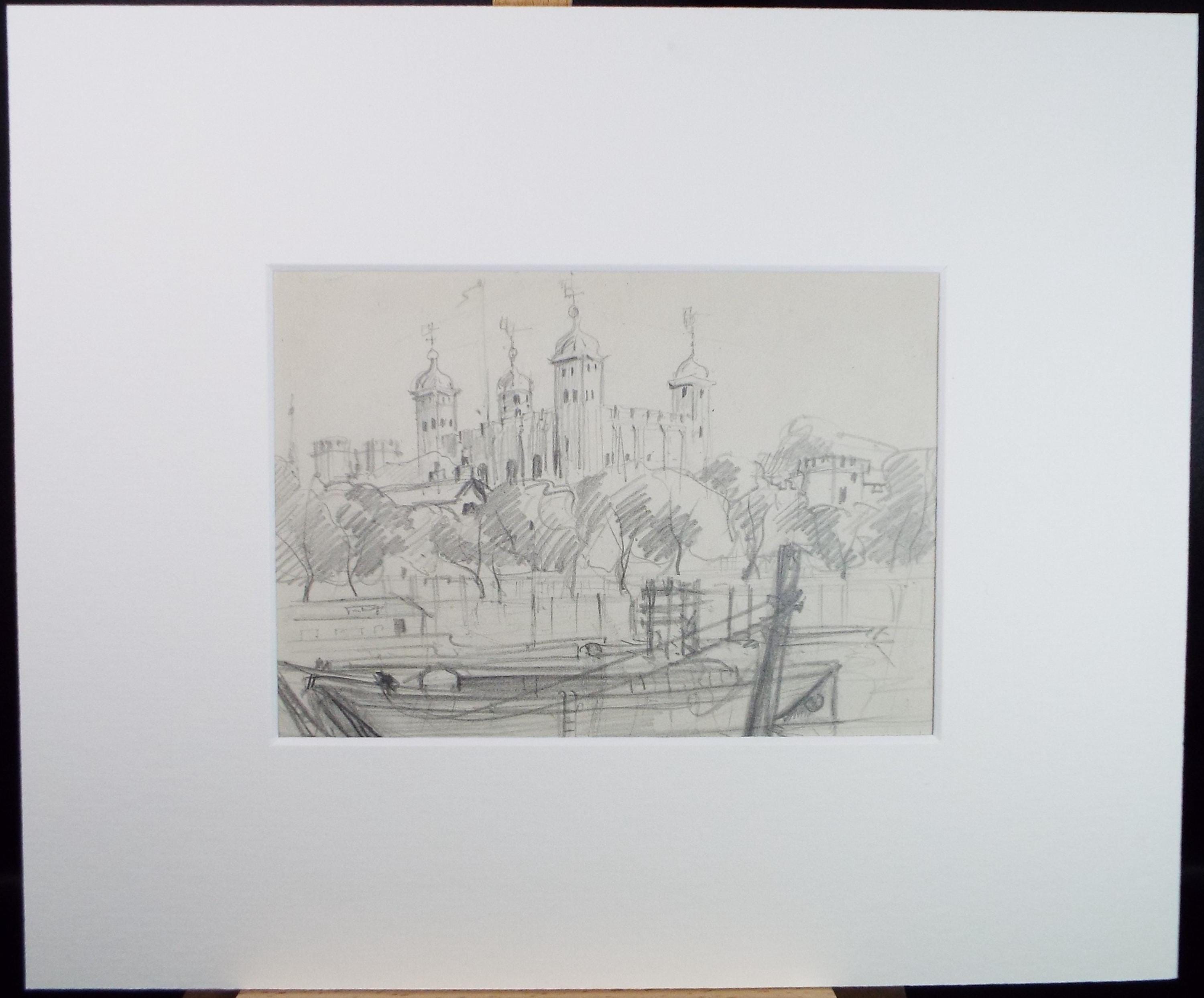 Original Pencil Sketch,'The Tower of London', unknown artist, circa 1970's