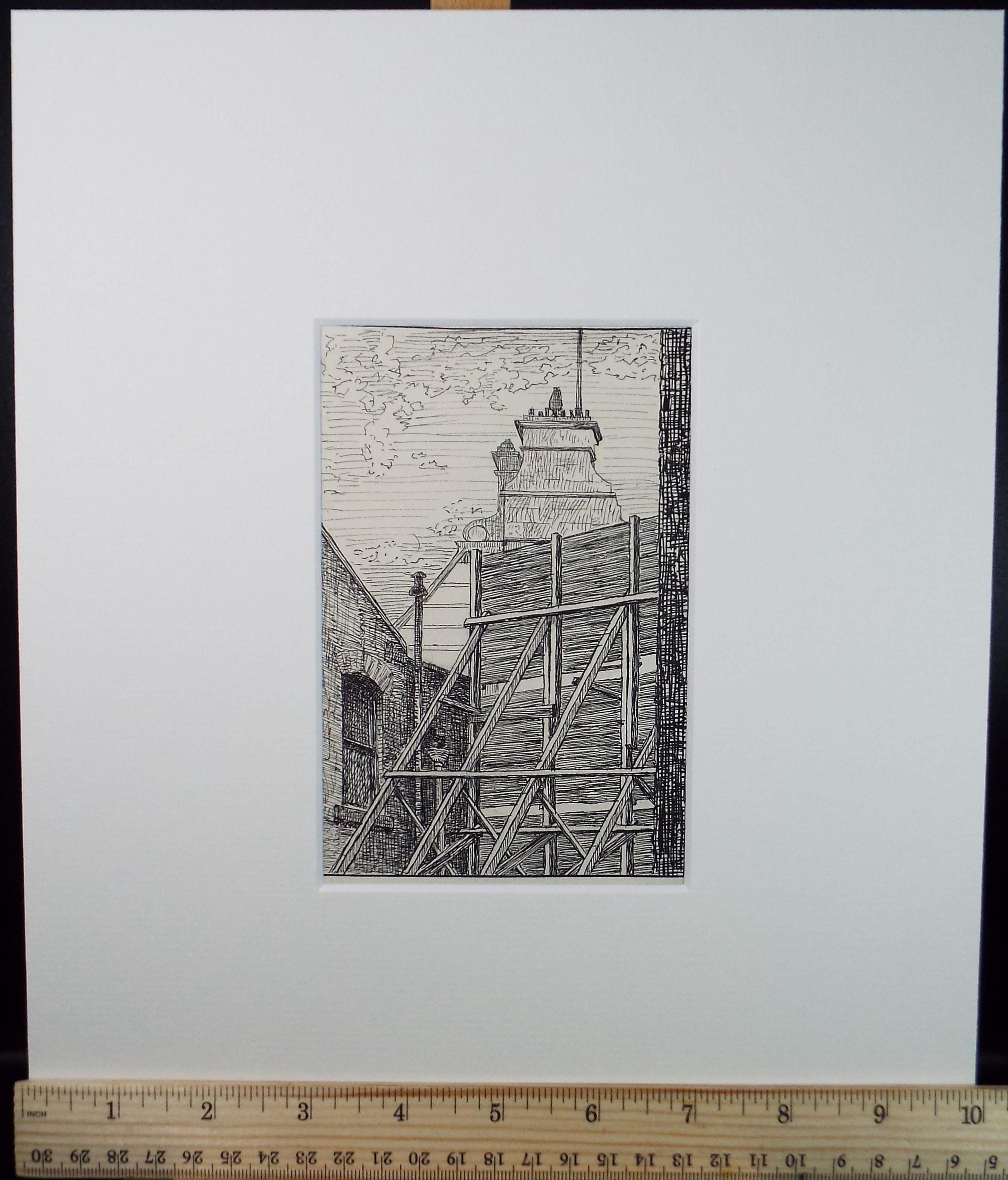 Original Pen & ink Sketch, 'Timber Formwork', S A Southern, Dated 1909