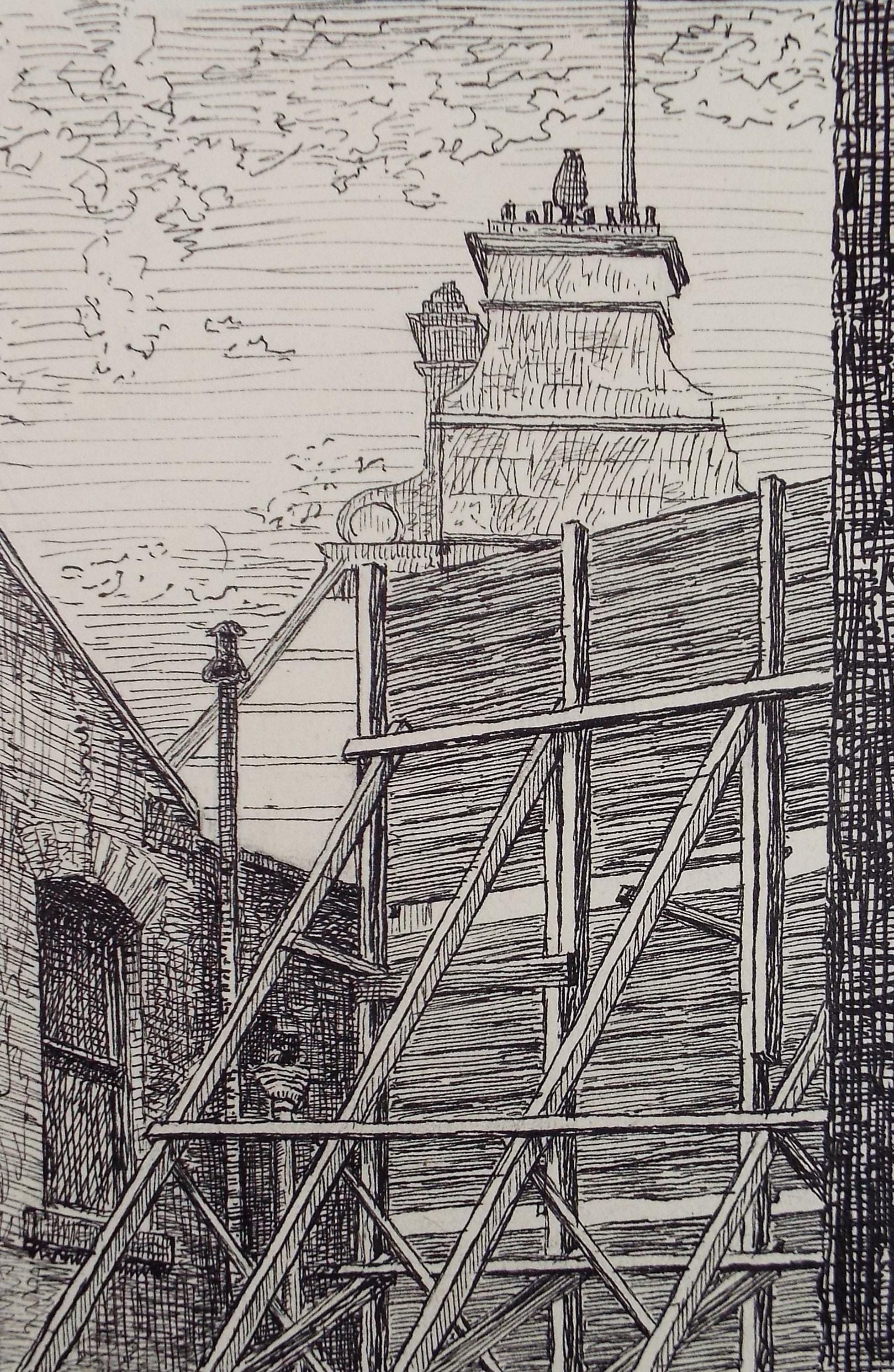 Original Pen & ink Sketch, 'Timber Formwork', S A Southern, Dated 1909