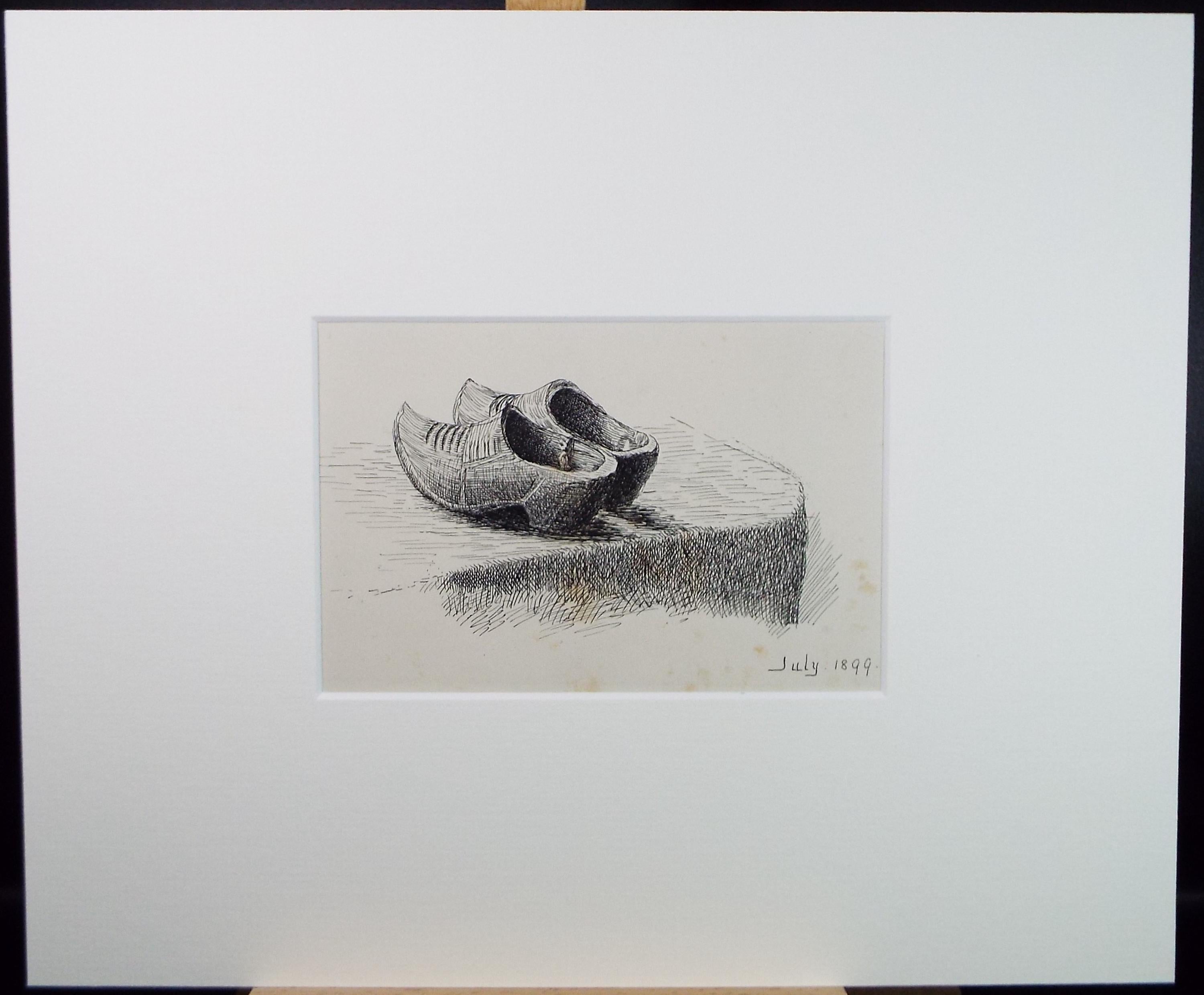 Original Pen & ink Sketch, 'Study of Cloggs', S A Southern, Dated 1899