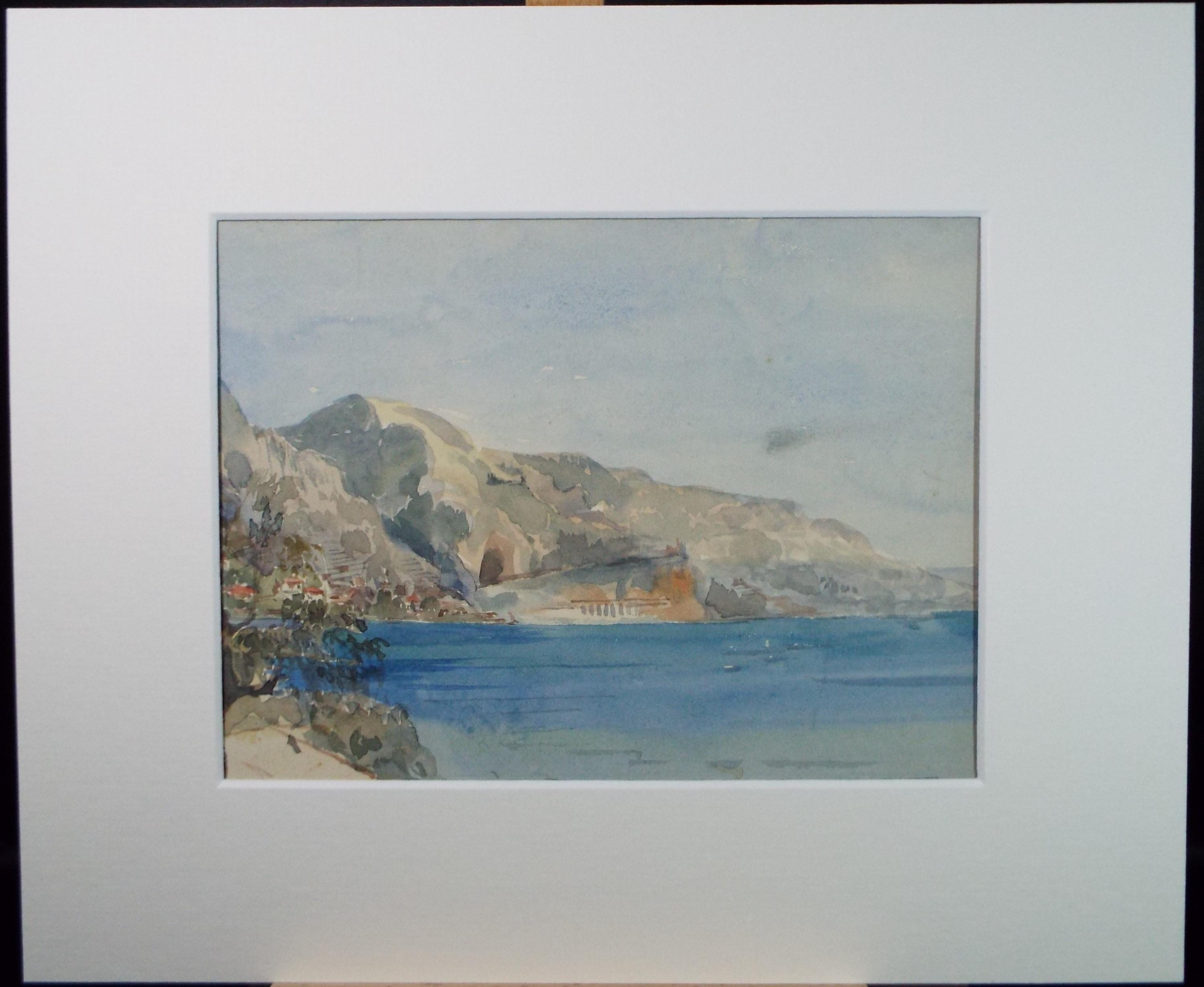 Original Watercolour, 'Italian Coast', Artist Unknown, Circa 1900