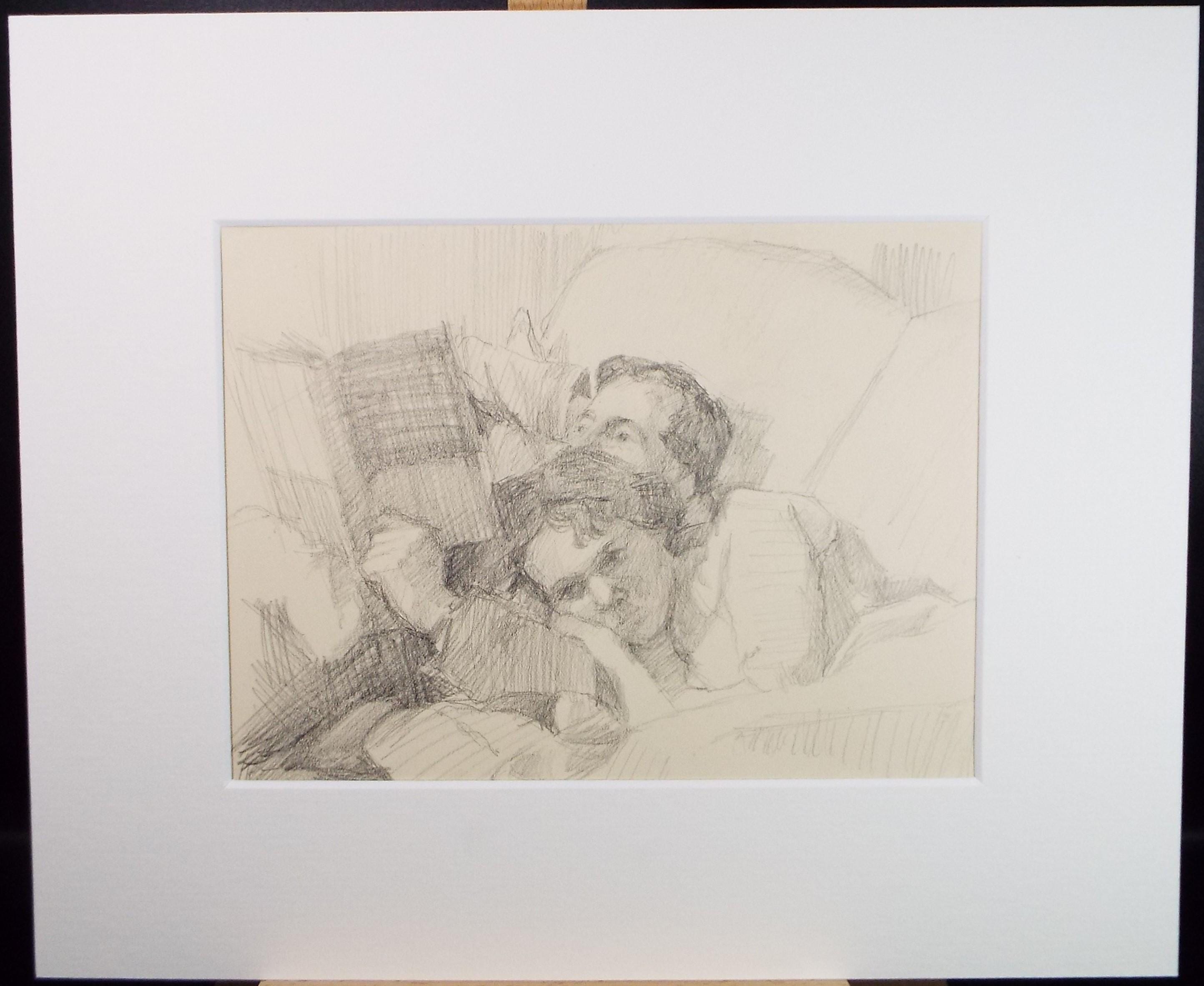 Pencil drawing 'Two Figures', Pauline Plummer (b1933), Circa 1950's